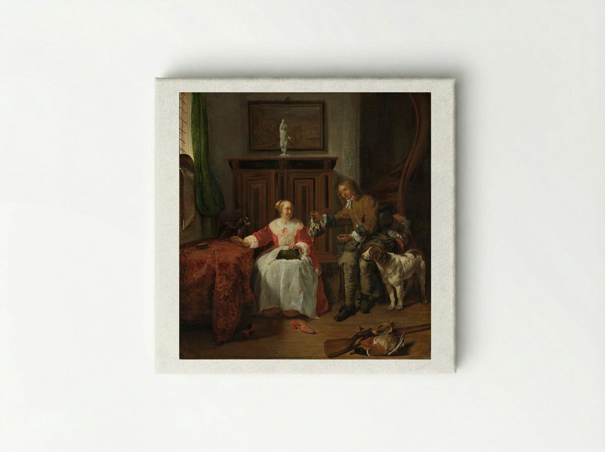 The Hunter's Present - Gabriël Metsu - Canvas