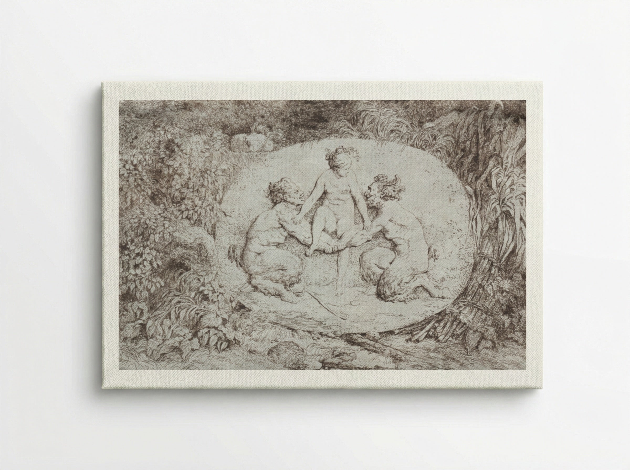 Bacchanales: Nymph Supported by Two Satyrs - Jean-Honoré Fragonard - Canvas