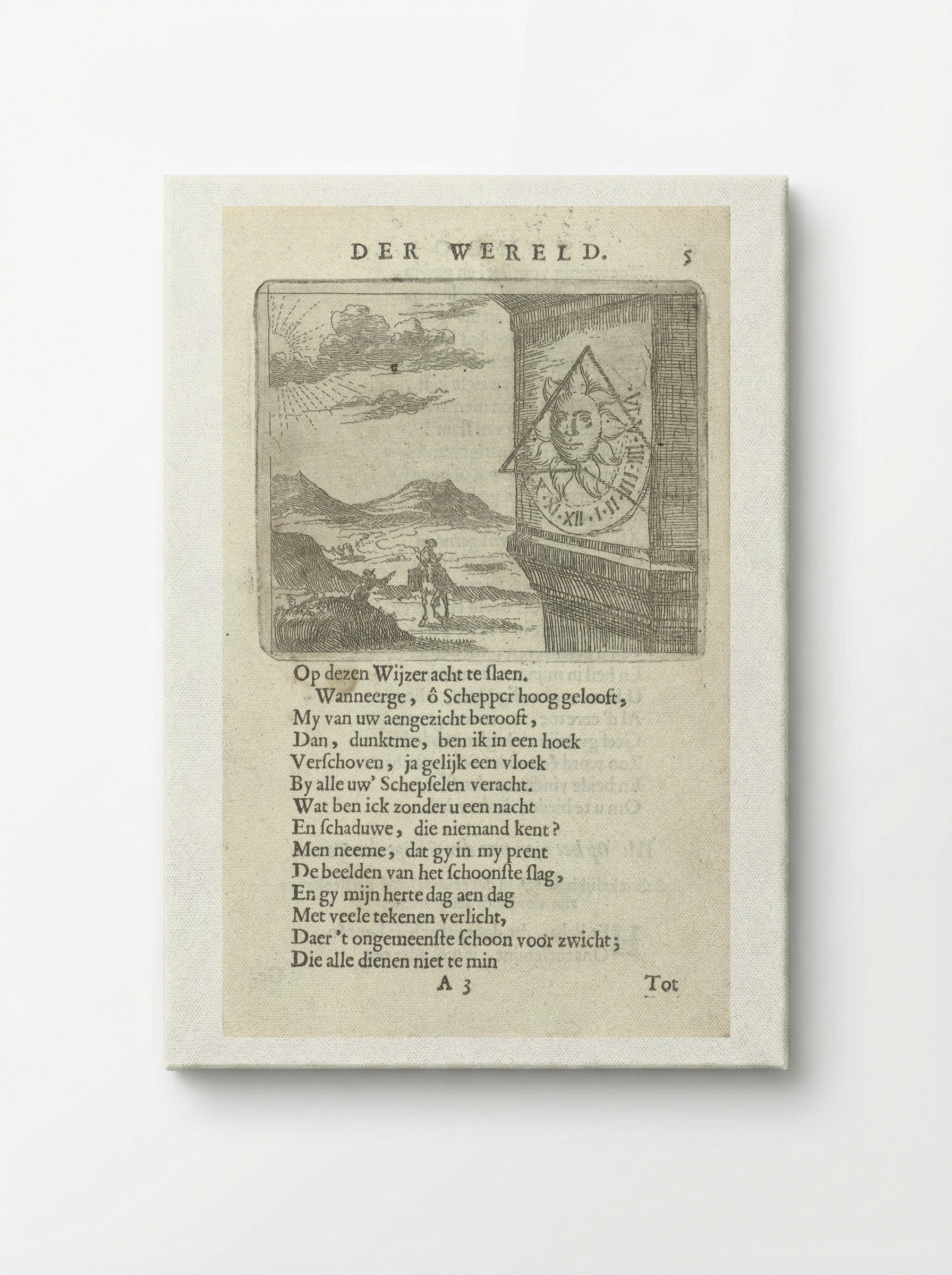 Zonnewijzer in een landschap met twee figuren - Arnold Houbraken - Canvas