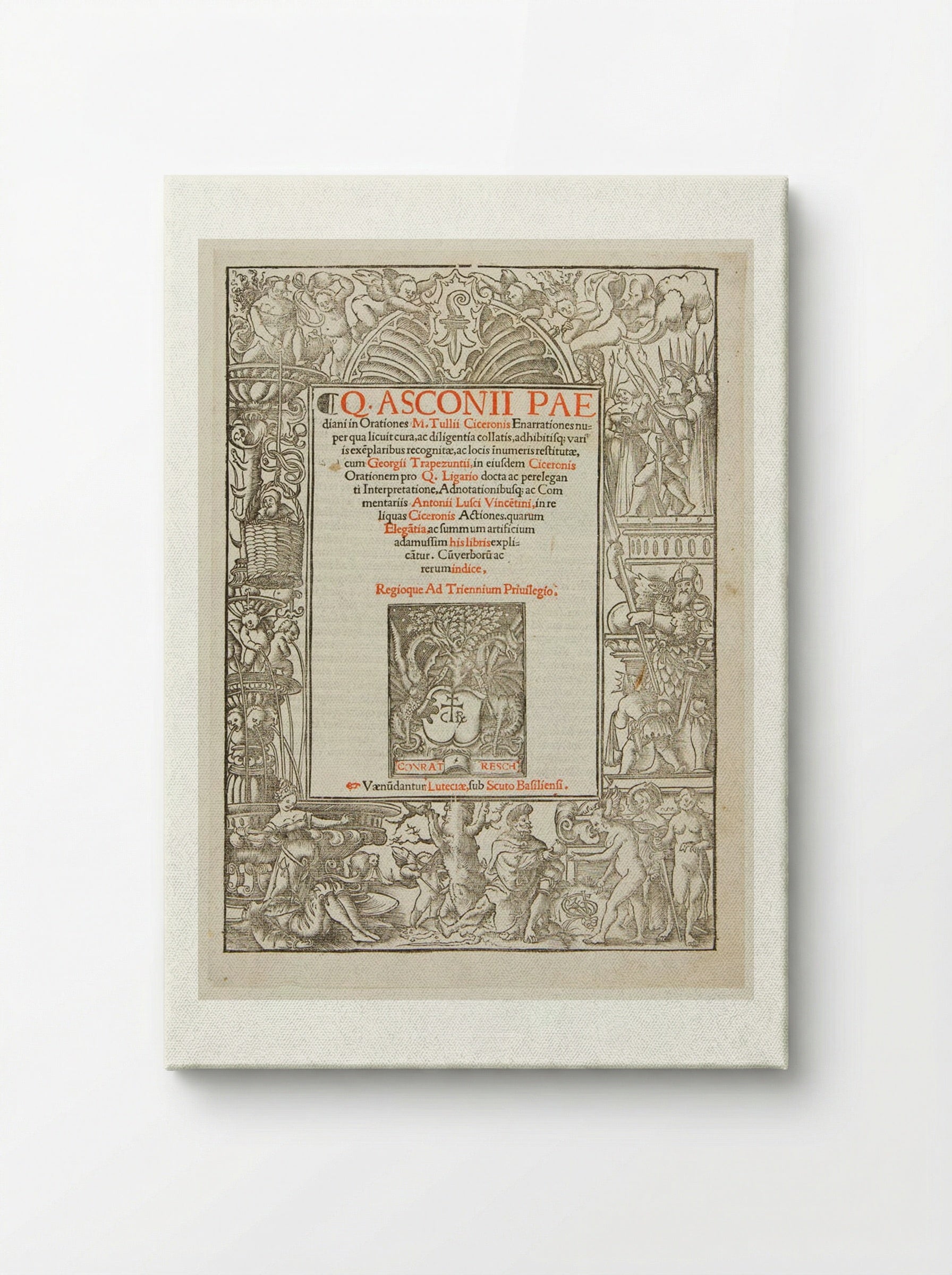 Title-Border with Pyramus and Thisbe, Judgment of Paris, etc. - Urs Graf - Canvas