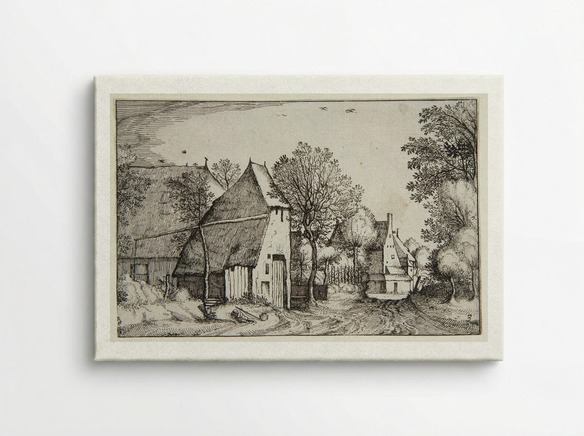 View of a Village with a Traveler Sleeping - Claes Jansz. Visscher - Canvas