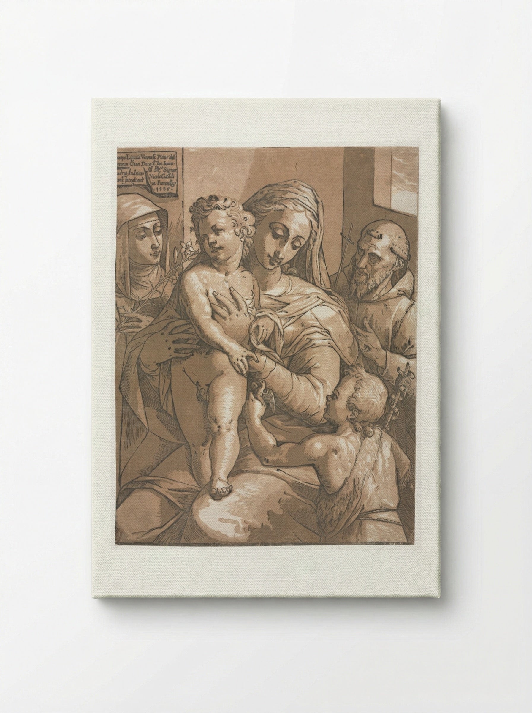 Virgin and Child with St. John, St. Catherine of Siena and St. Francis - Andrea Andreani - Canvas