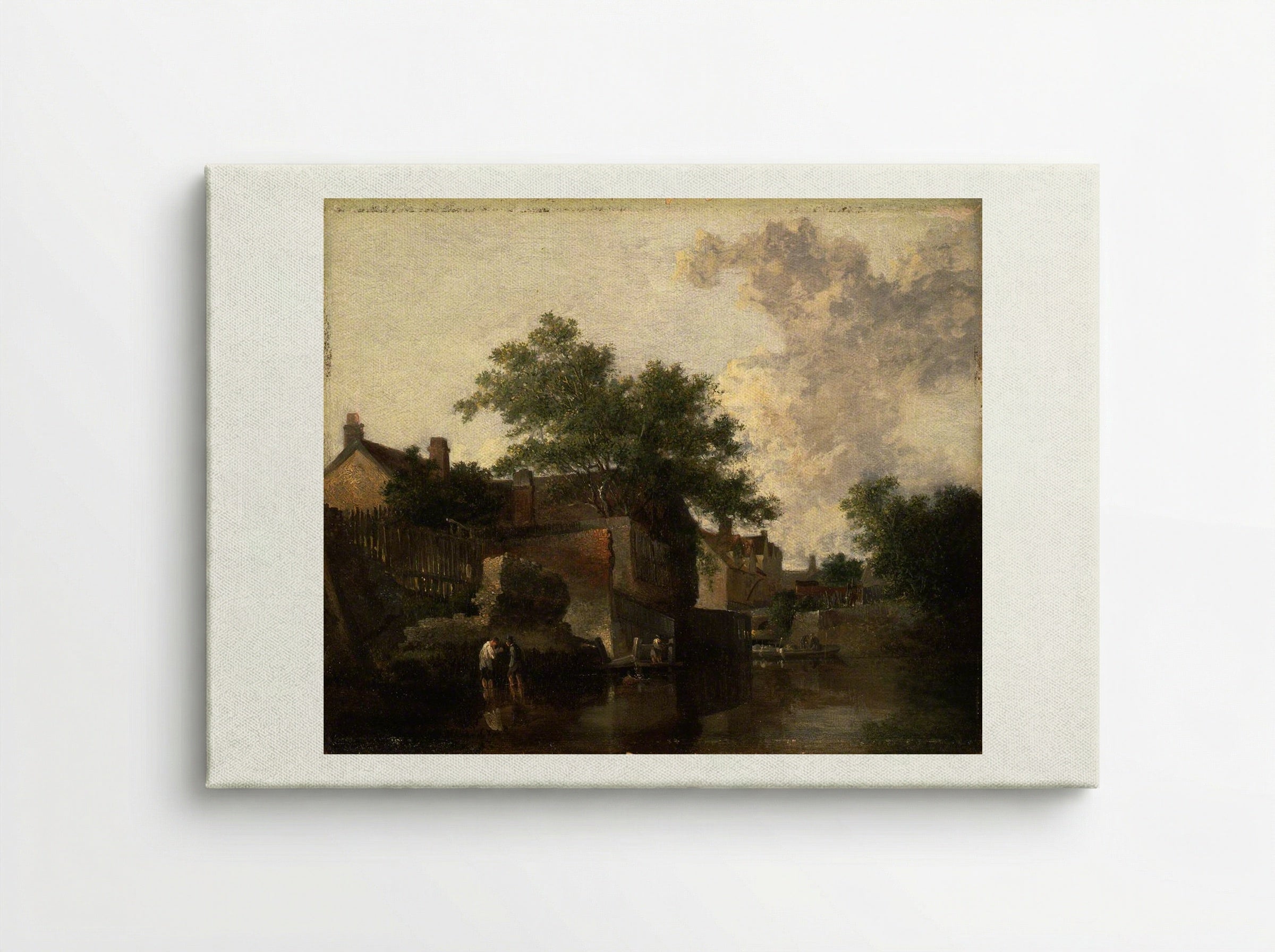 New Mills, Norfolk: Men Wading - John Crome - Canvas