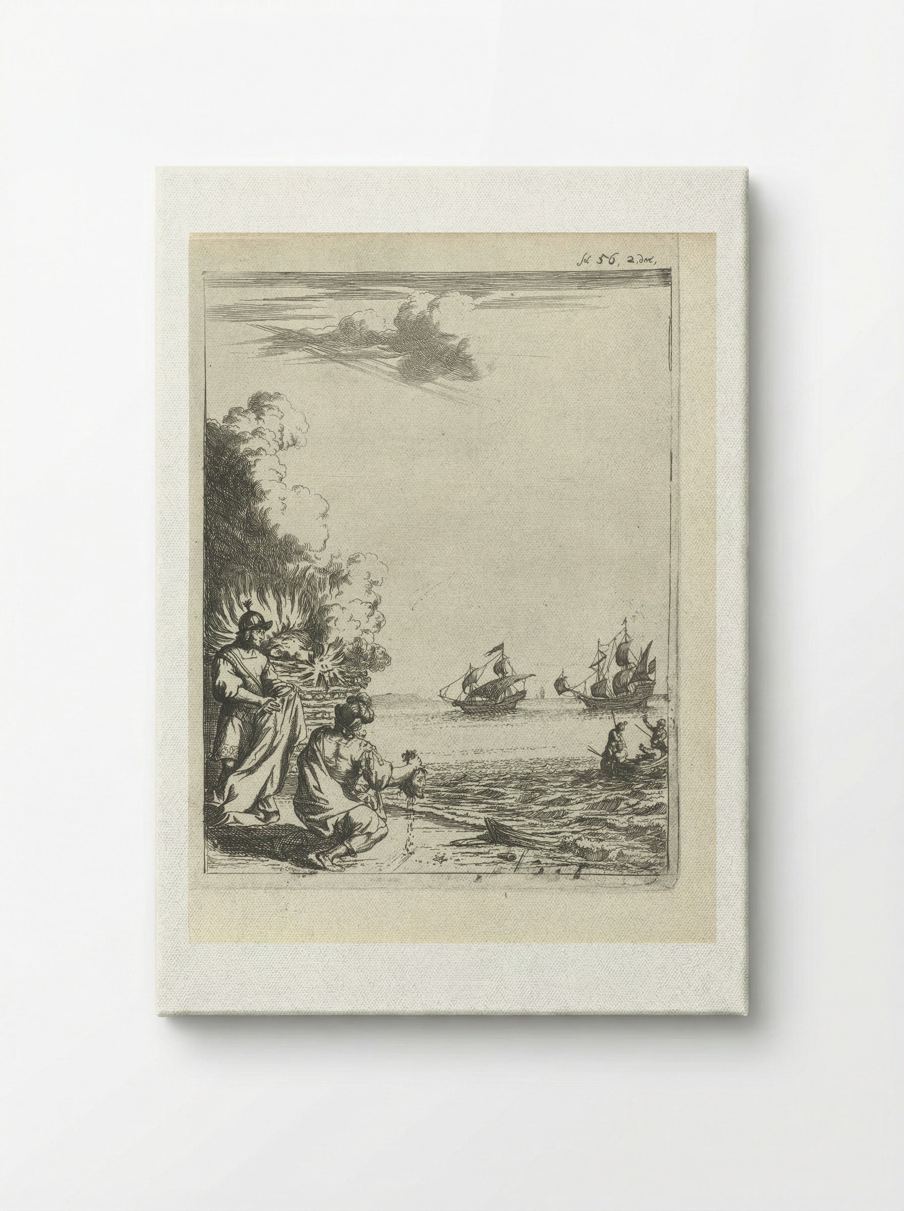 The Cremation of the Beheaded Body of Pompey - Arnold Houbraken - Canvas