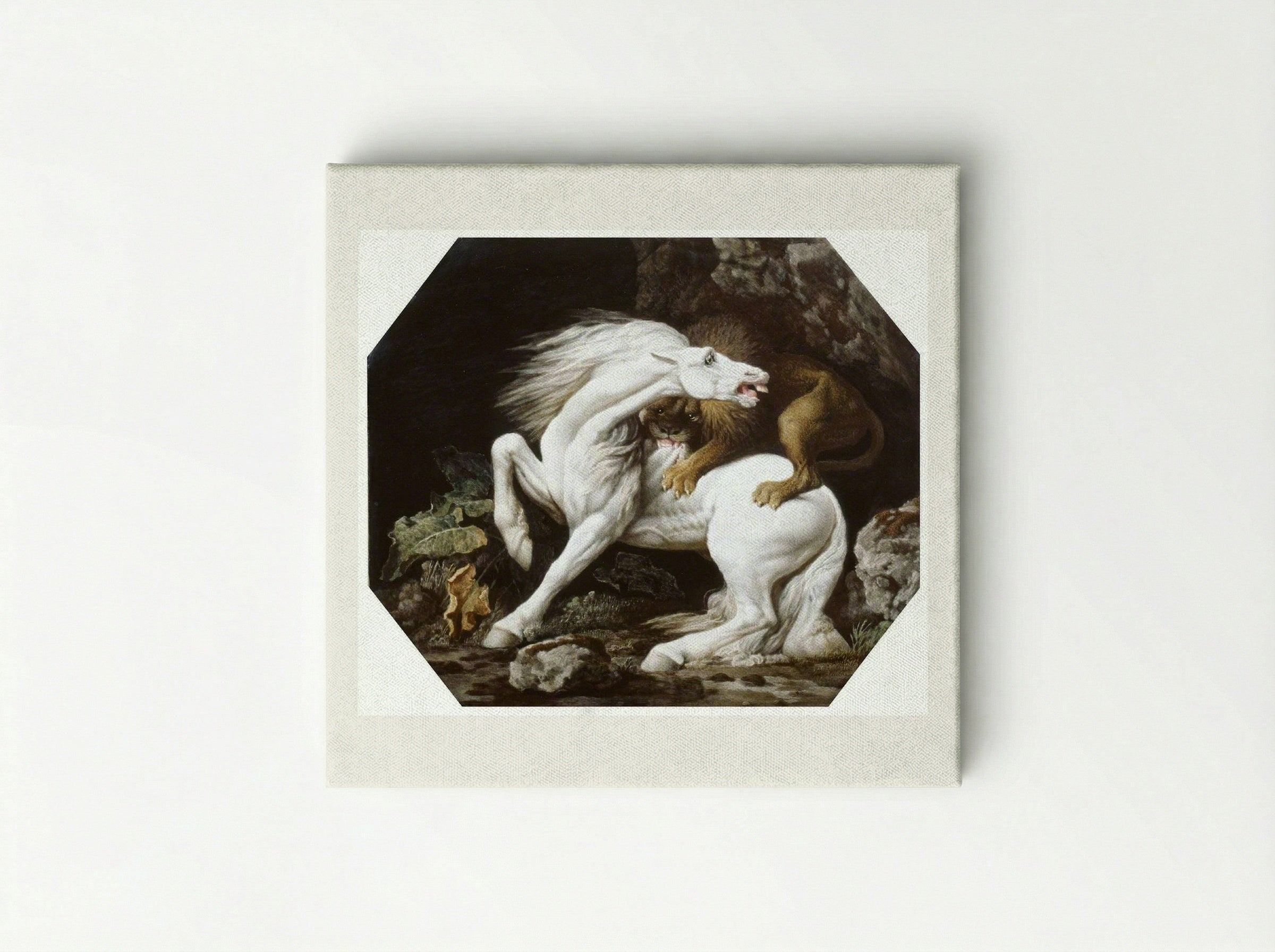 A Horse Attacked by a Lion - George Stubbs - Canvas