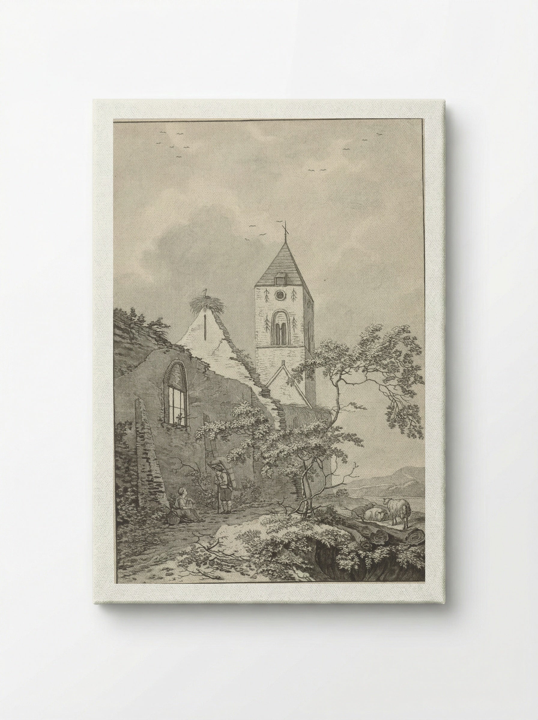 Two Resting Figures by a Church Ruin - Noach van der Meer (II) - Canvas