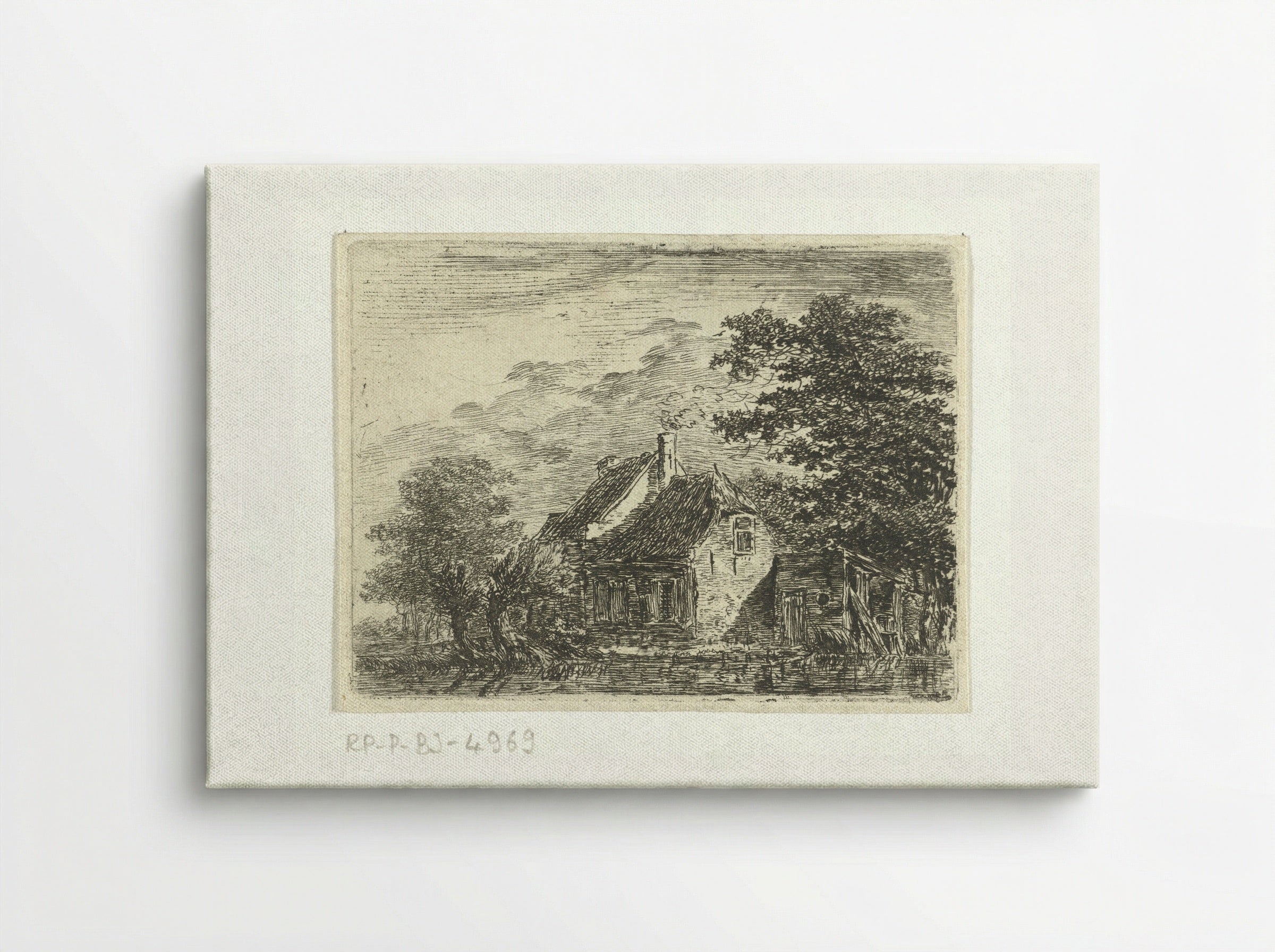 Boerderij aan een vaart (Farmhouse by a Canal) - Hermanus van Brussel - Canvas