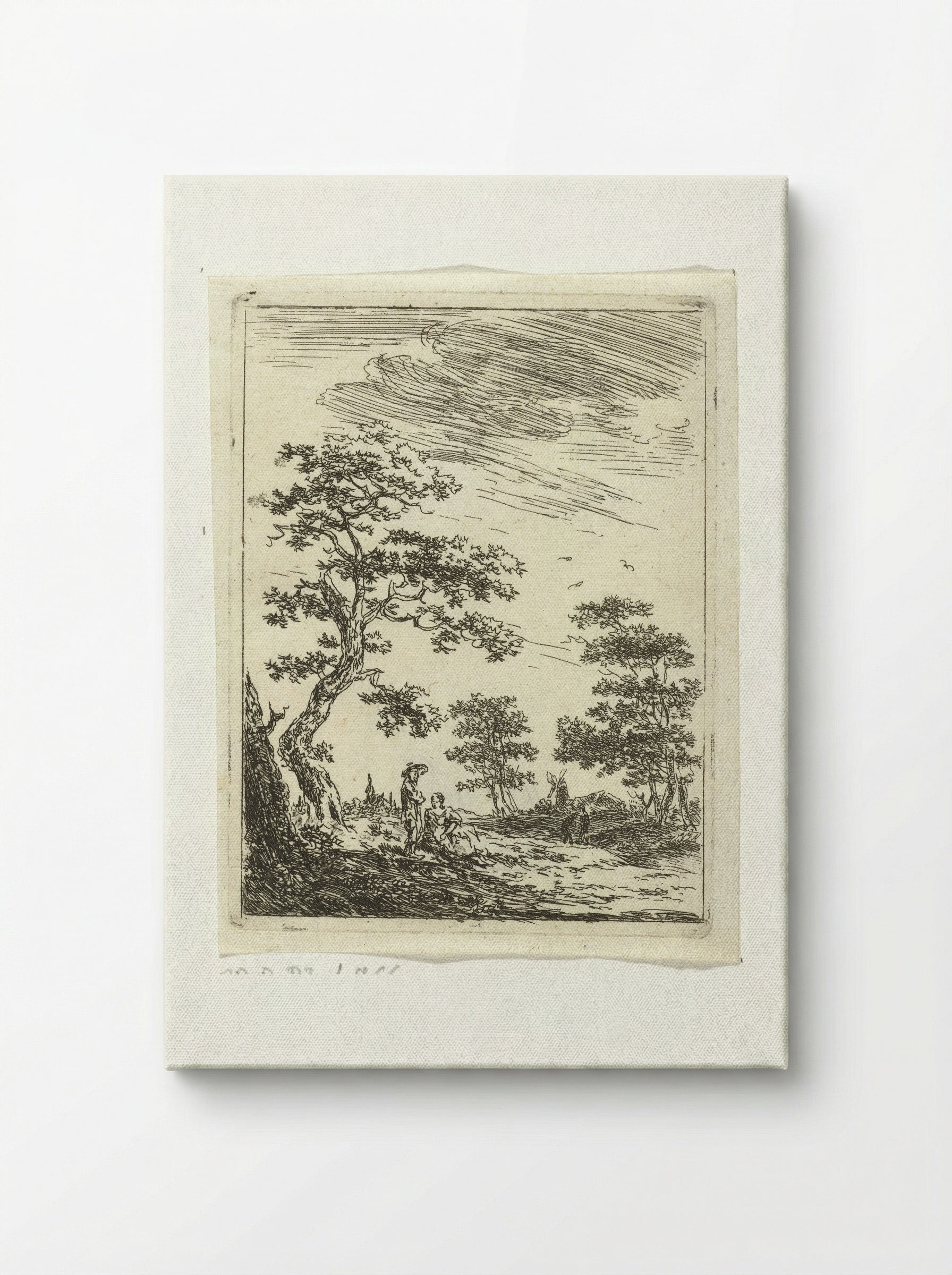 Paar onder boom in landschap - Hermanus van Brussel - Canvas