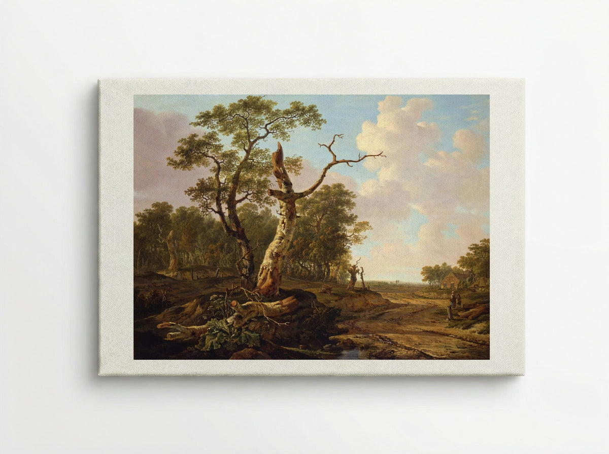 Landschap met landlieden bij hun vee en hengelaars op het water - Jacob van Strij - Canvas