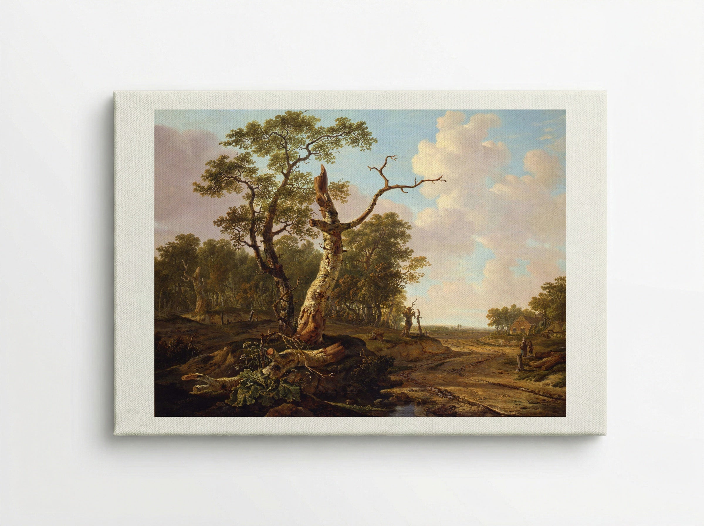Landschap met landlieden bij hun vee en hengelaars op het water - Jacob van Strij - Canvas