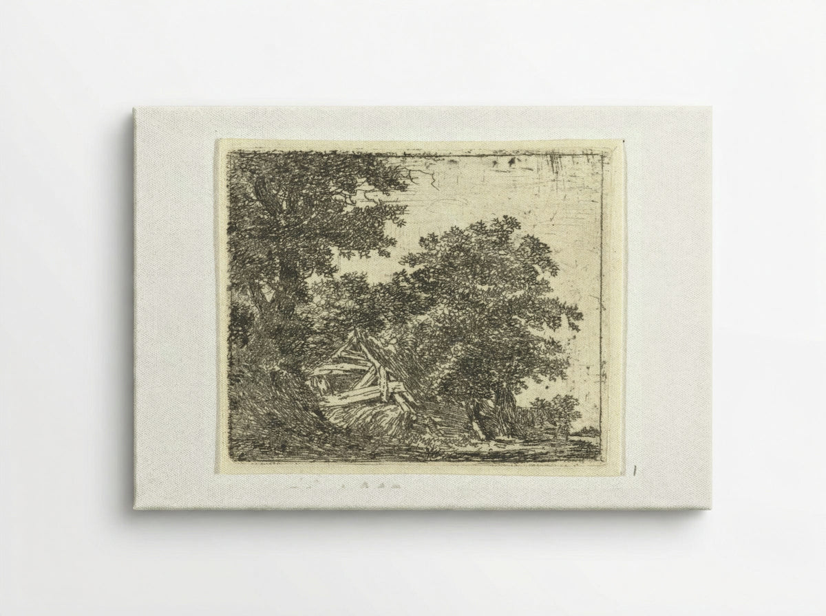 Vervallen hut in bos - Hermanus van Brussel - Canvas
