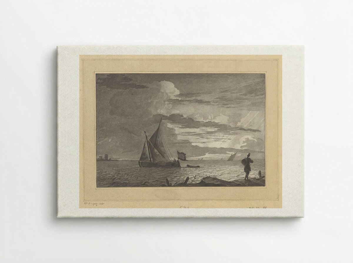Man with a Sack on His Shoulder at Sunrise - Cornelis Brouwer - Canvas