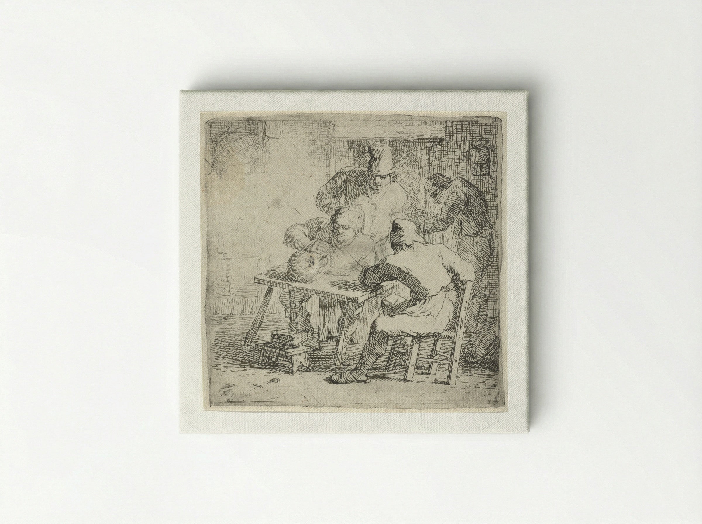 Vier boeren in een interieur - Arnold Houbraken - Canvas