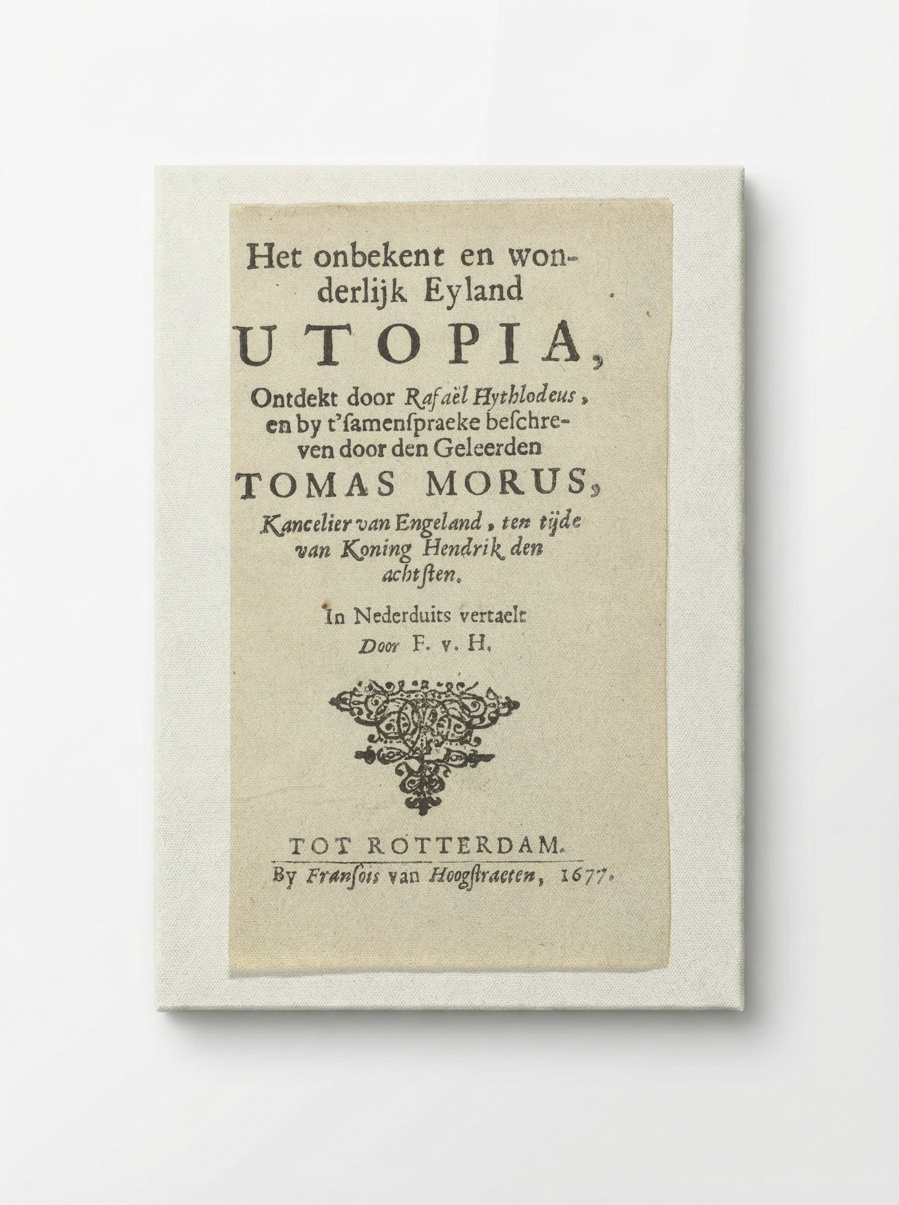 Title Page for Thomas More's Utopia - Arnold Houbraken - Canvas