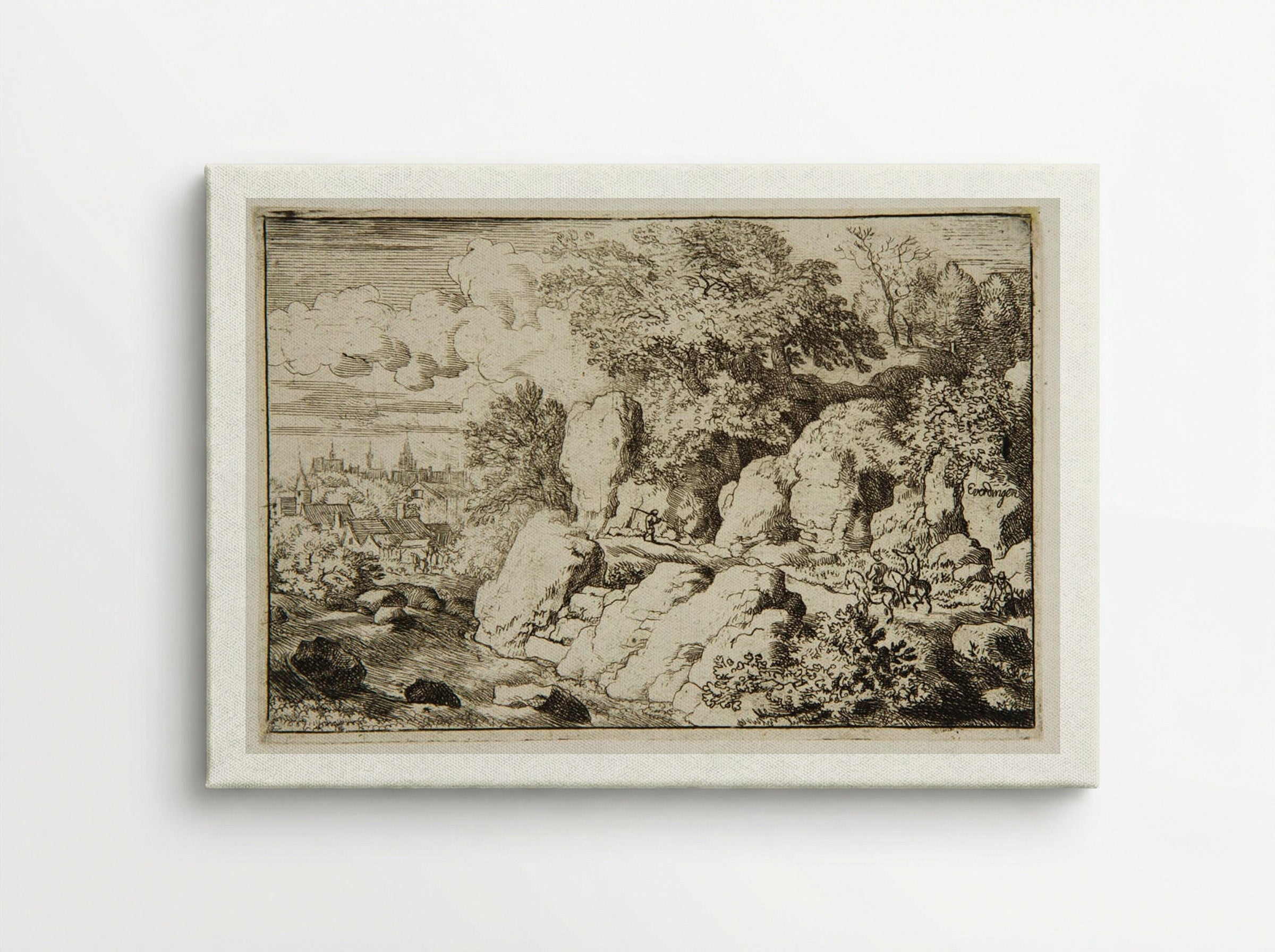 Two Men Riding Along Rocks - Allart van Everdingen - Canvas