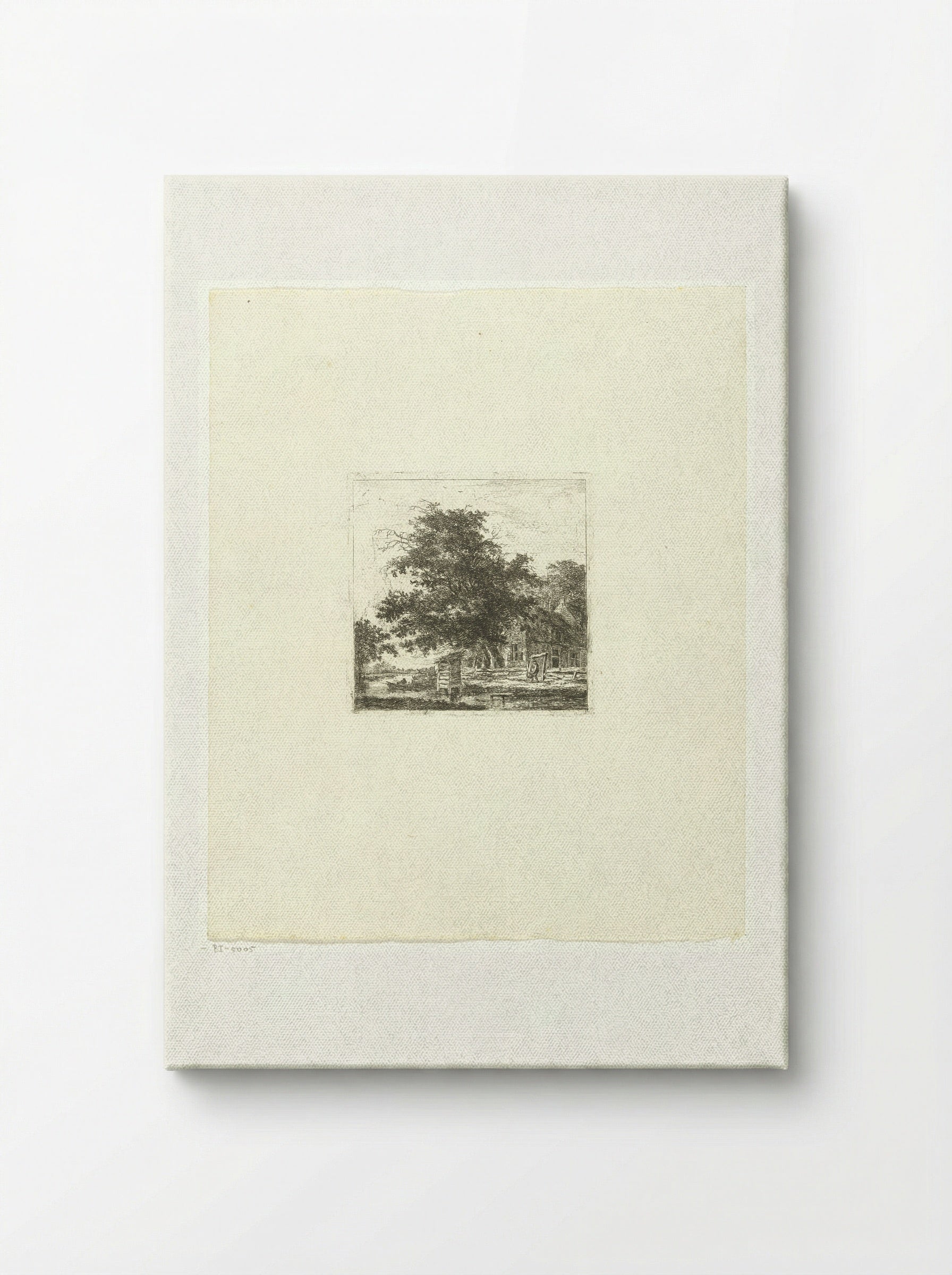 Landschap met huis en visser in een boot - Hermanus van Brussel - Canvas