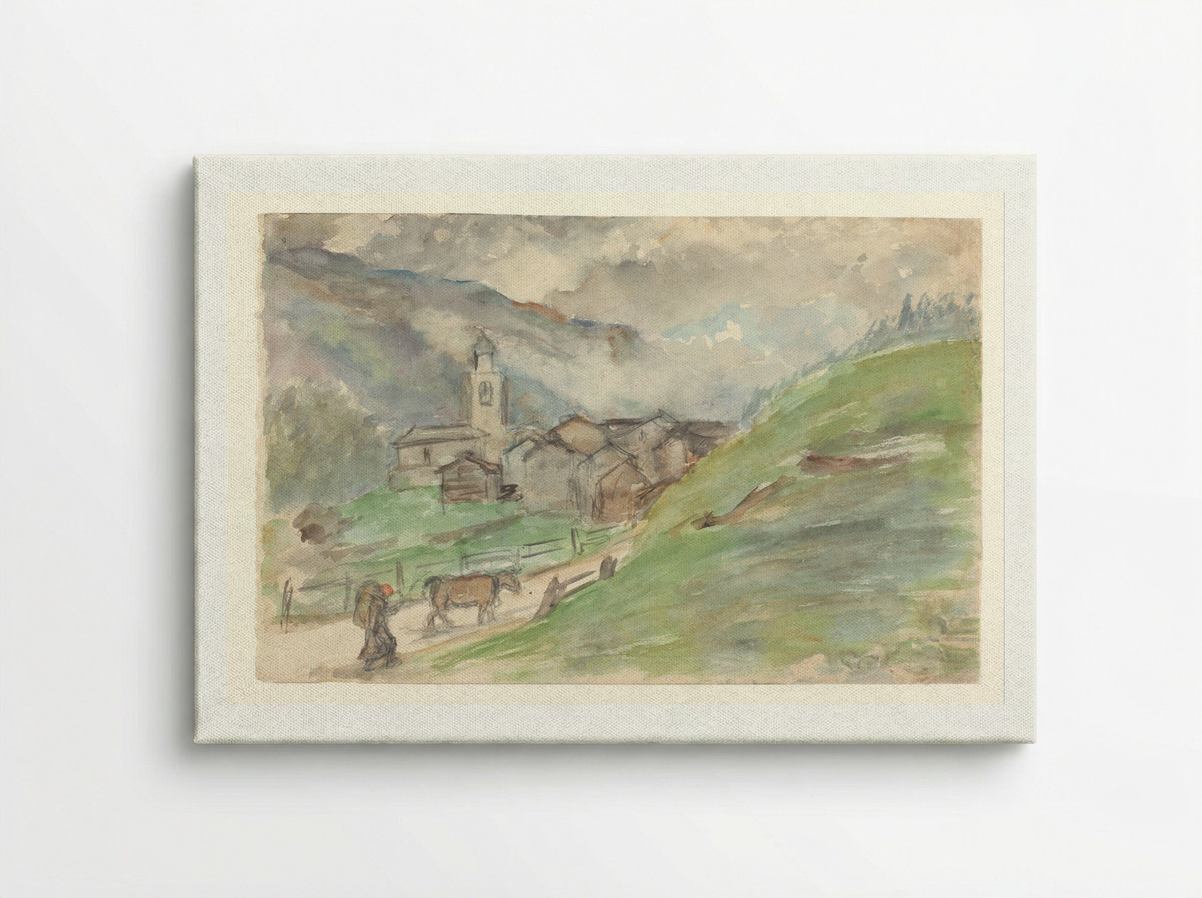 Bergdorpje met kerk - Jozef Israëls - Canvas