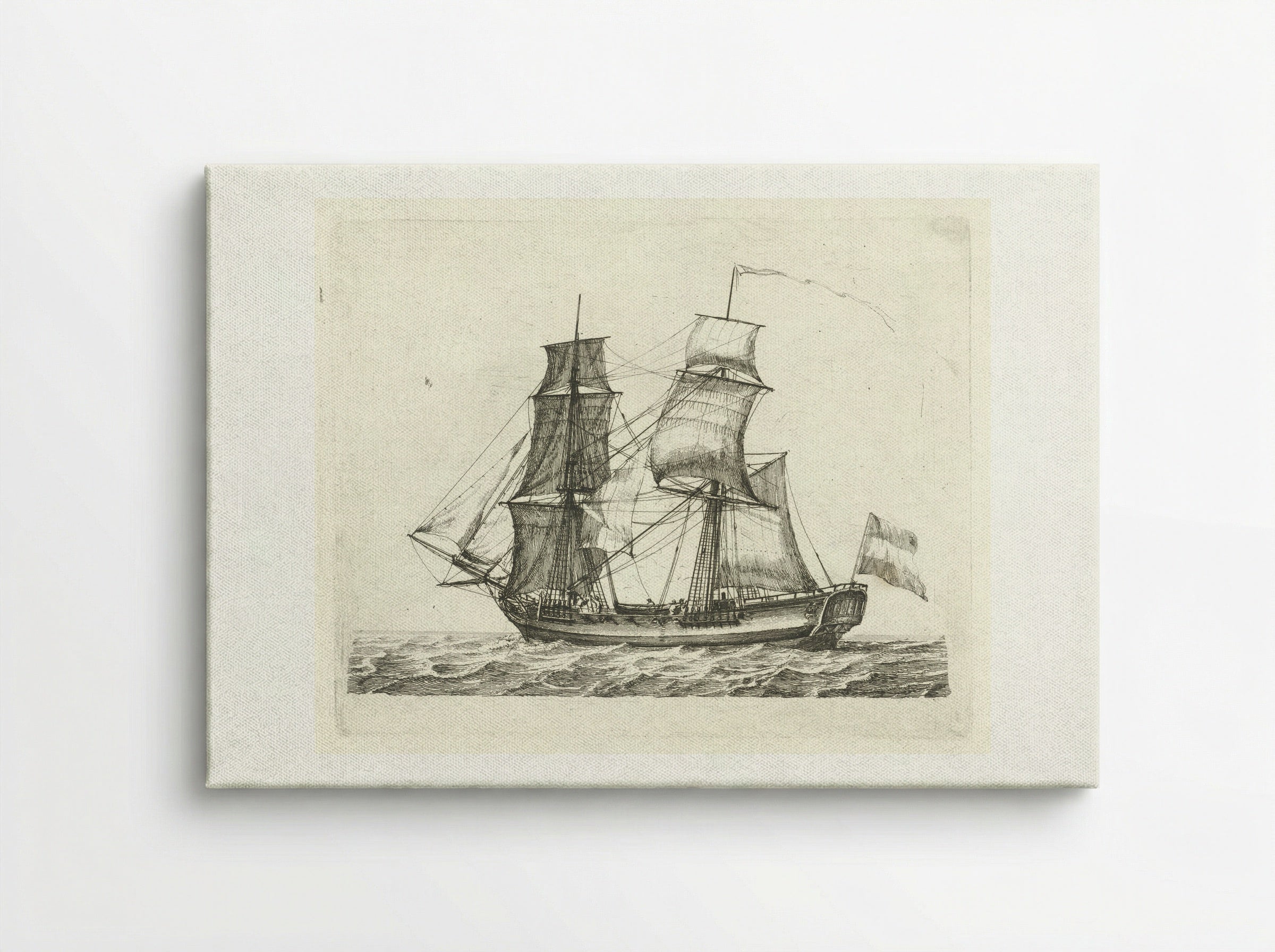 Tweemaster met vlag en figuren - Gerrit Groenewegen - Canvas