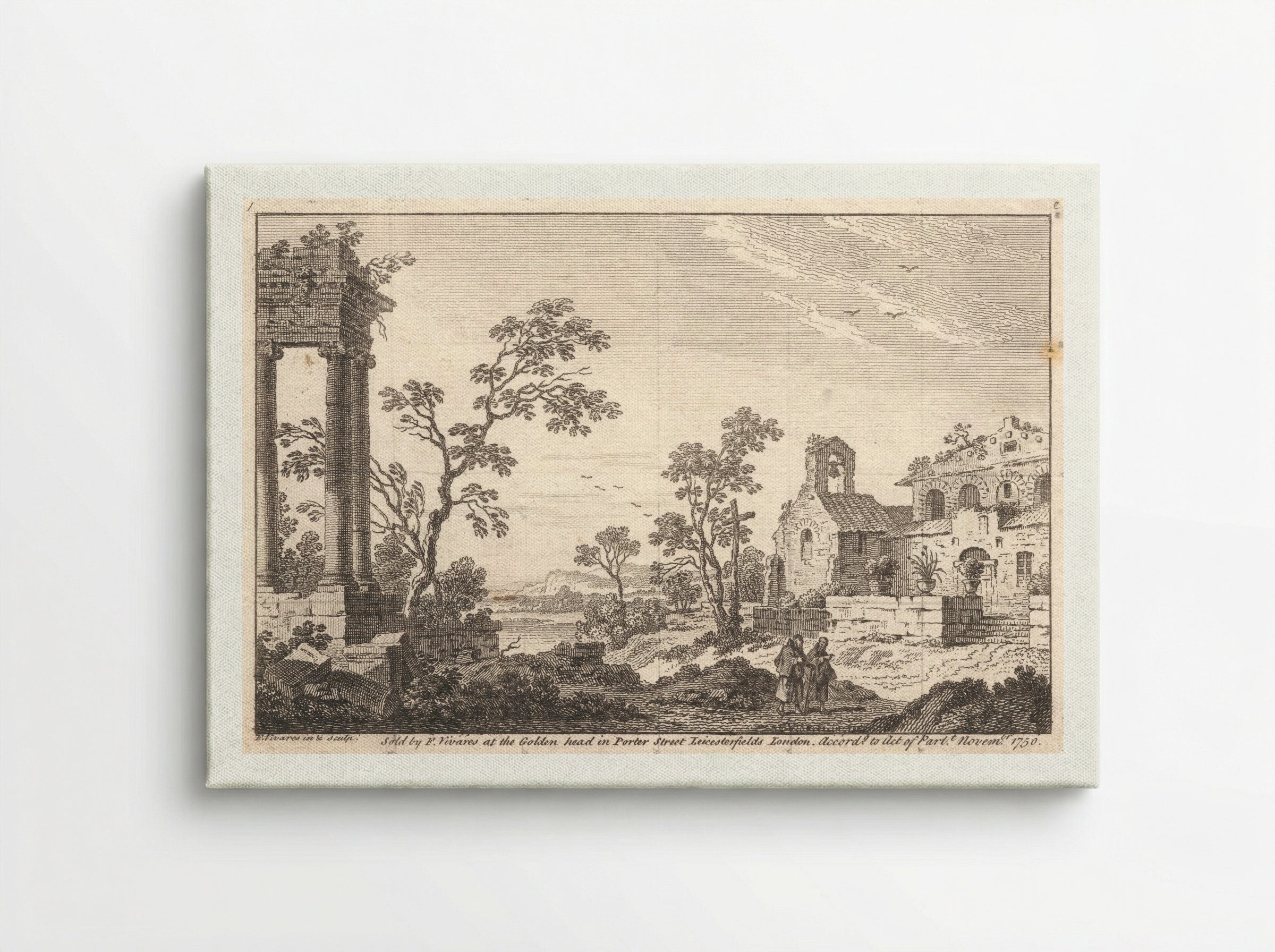 Untitled (Classical Ruins and Figures) - François Vivares - Canvas