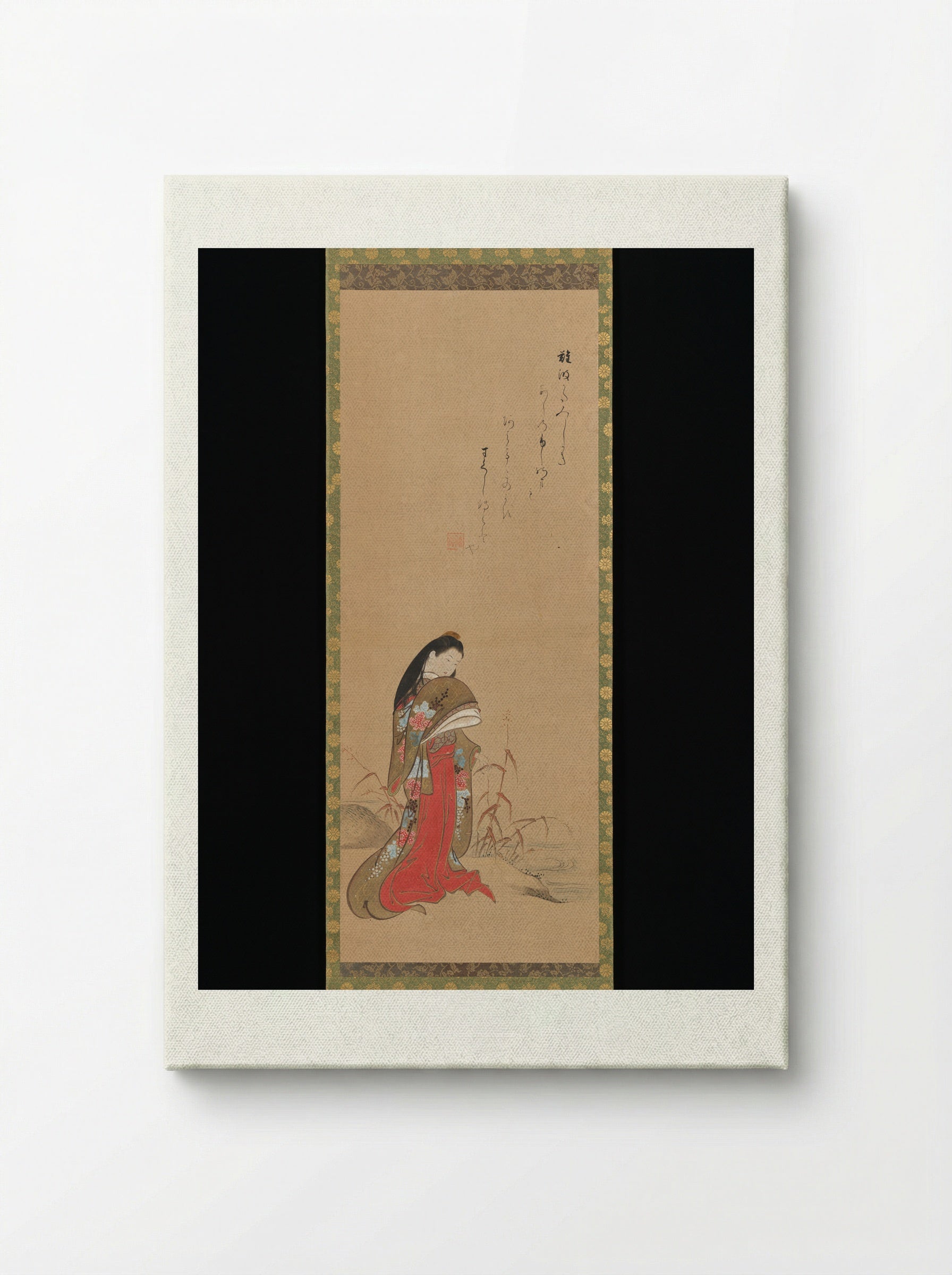 Lady Ise by the Riverbank - Nishikawa Sukenobu - Canvas