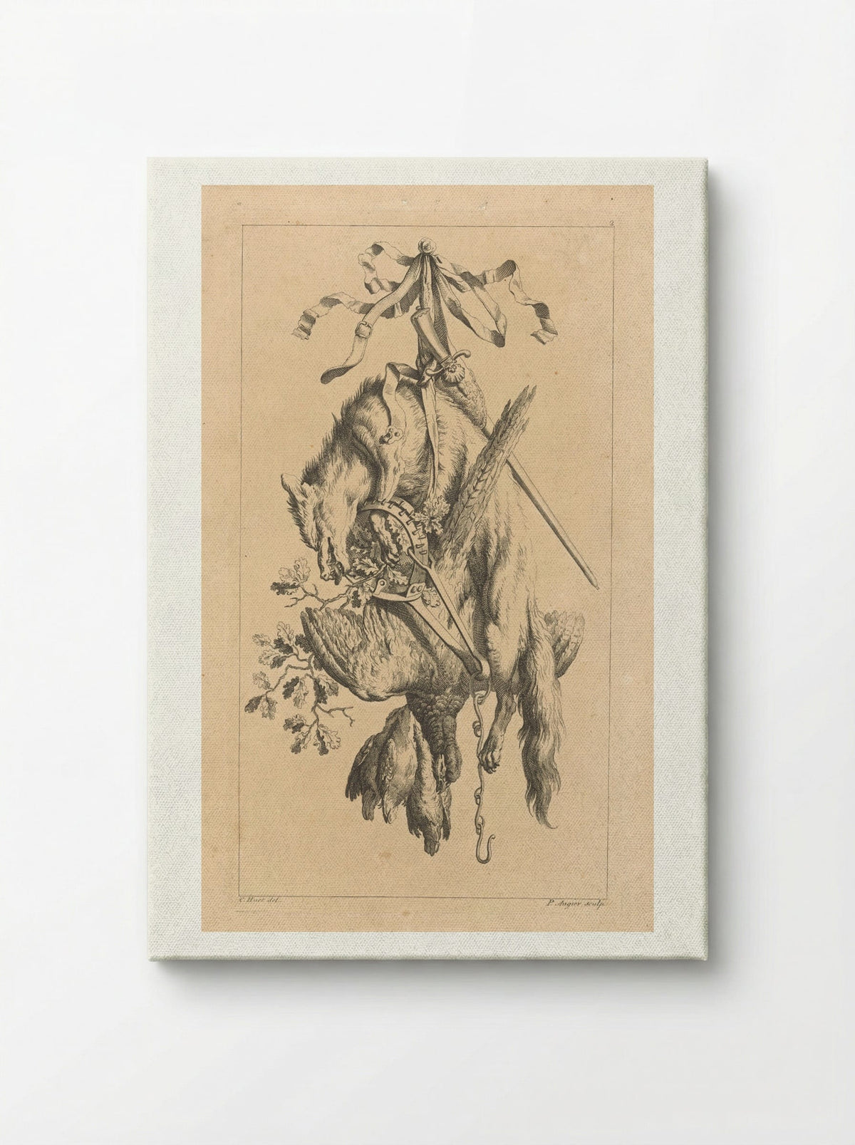 Trofee met vos en vogels - François Vivares - Canvas