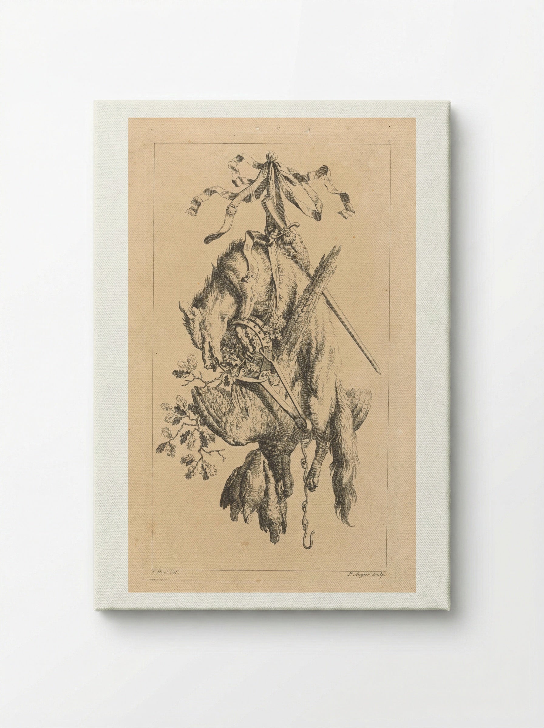 Trofee met vos en vogels - François Vivares - Canvas
