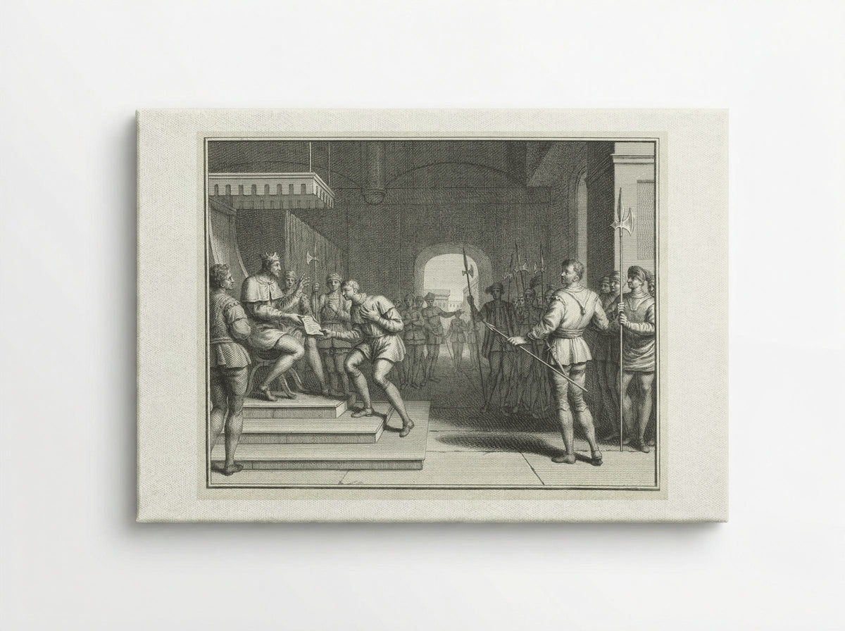Karel de Eenvoudige verleent Dirk I de titel graaf van Holland - Pieter Tanjé - Canvas