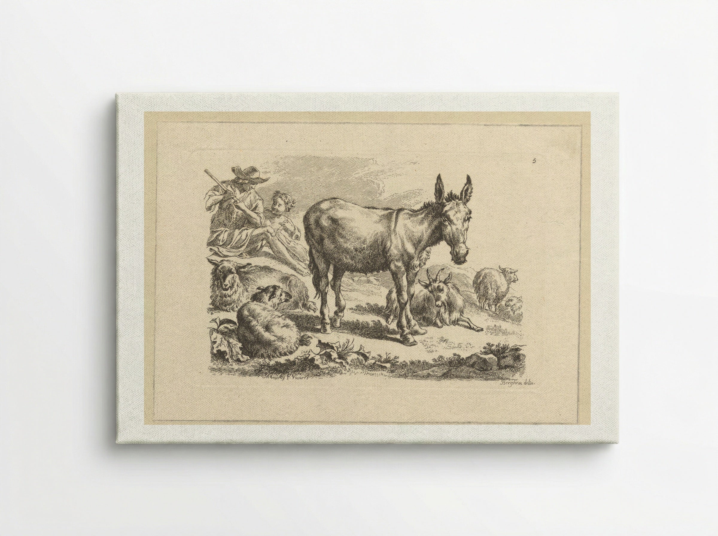 Rustende herders met ezel - François Vivares - Canvas
