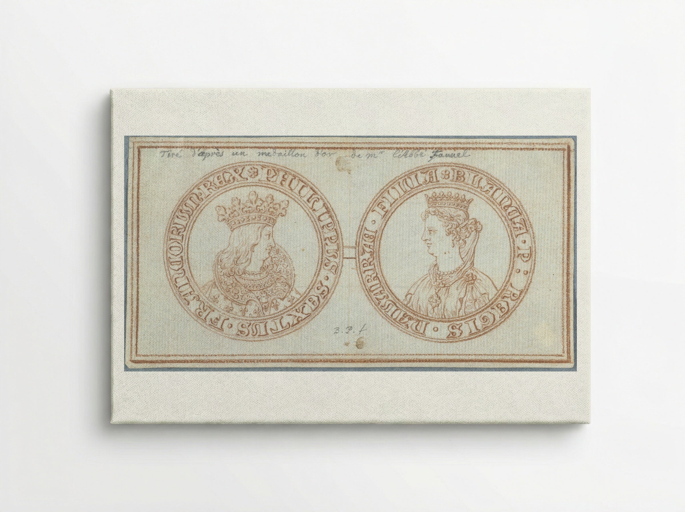 Obverse and Reverse of a Medal with Portraits of Philip VI and Blanche of Navarre - Bernard Picart - Canvas
