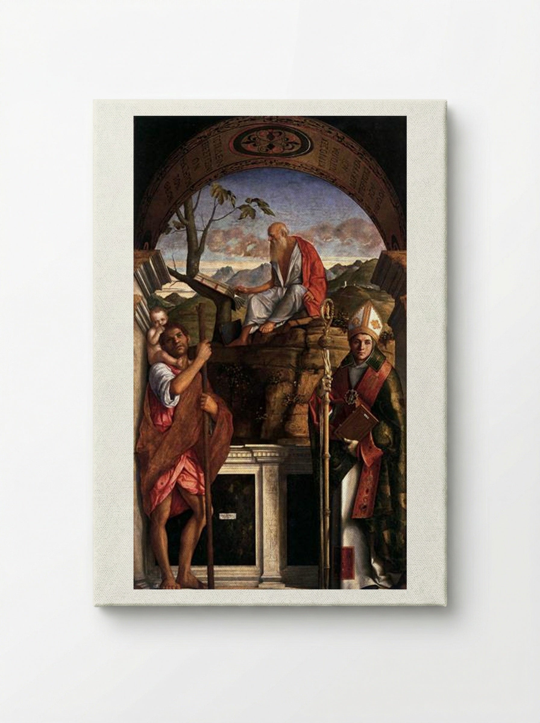 St. Jerome, St. Christopher and St. Augustine - Giovanni Bellini - Canvas