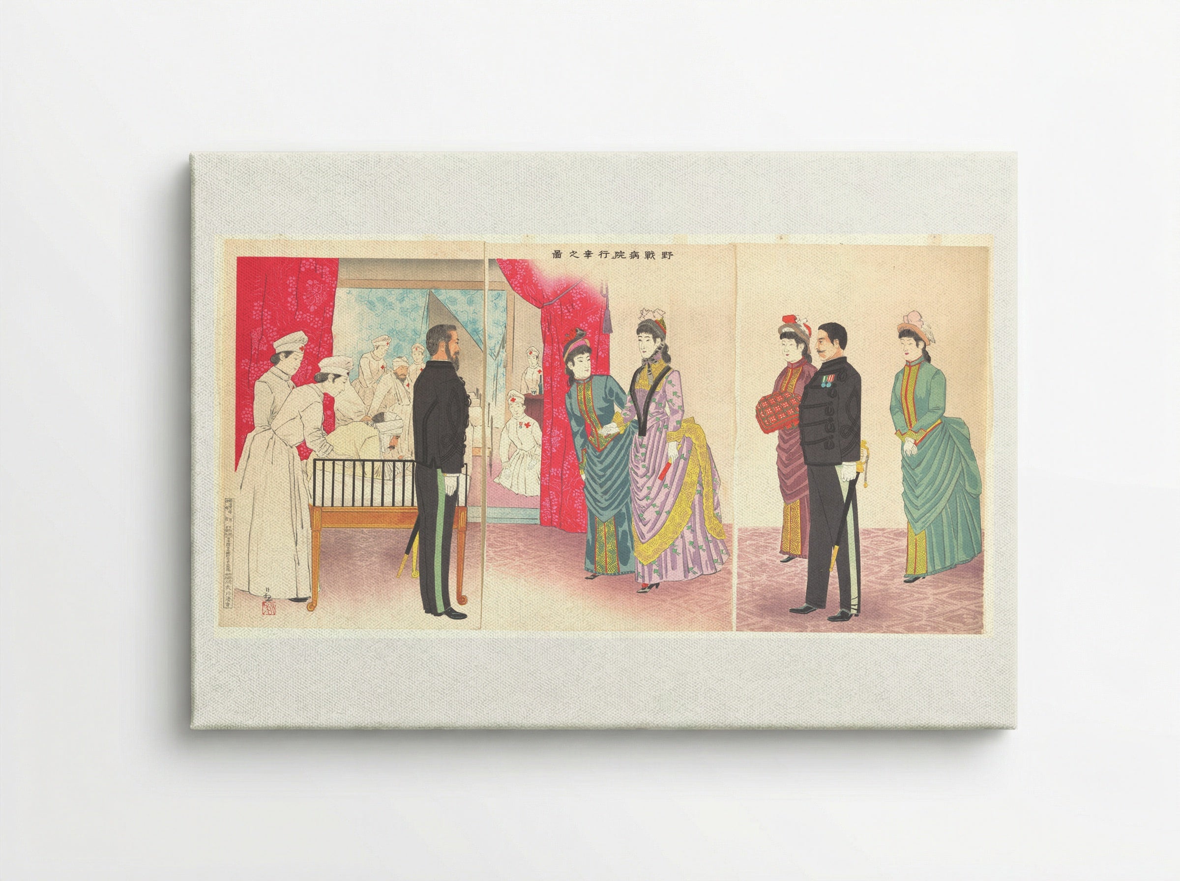 Illustration of the Empress Visiting a Field Hospital - Kobayashi Kiyochika - Canvas