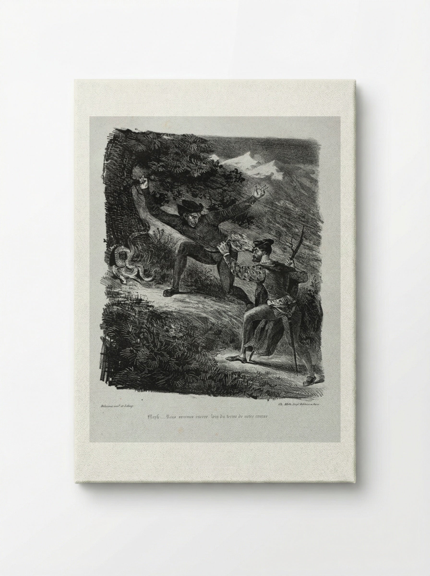 Illustrations for Faust: Faust and Méphistophélés in the mountains of the Hartz - Eugène Delacroix - Canvas