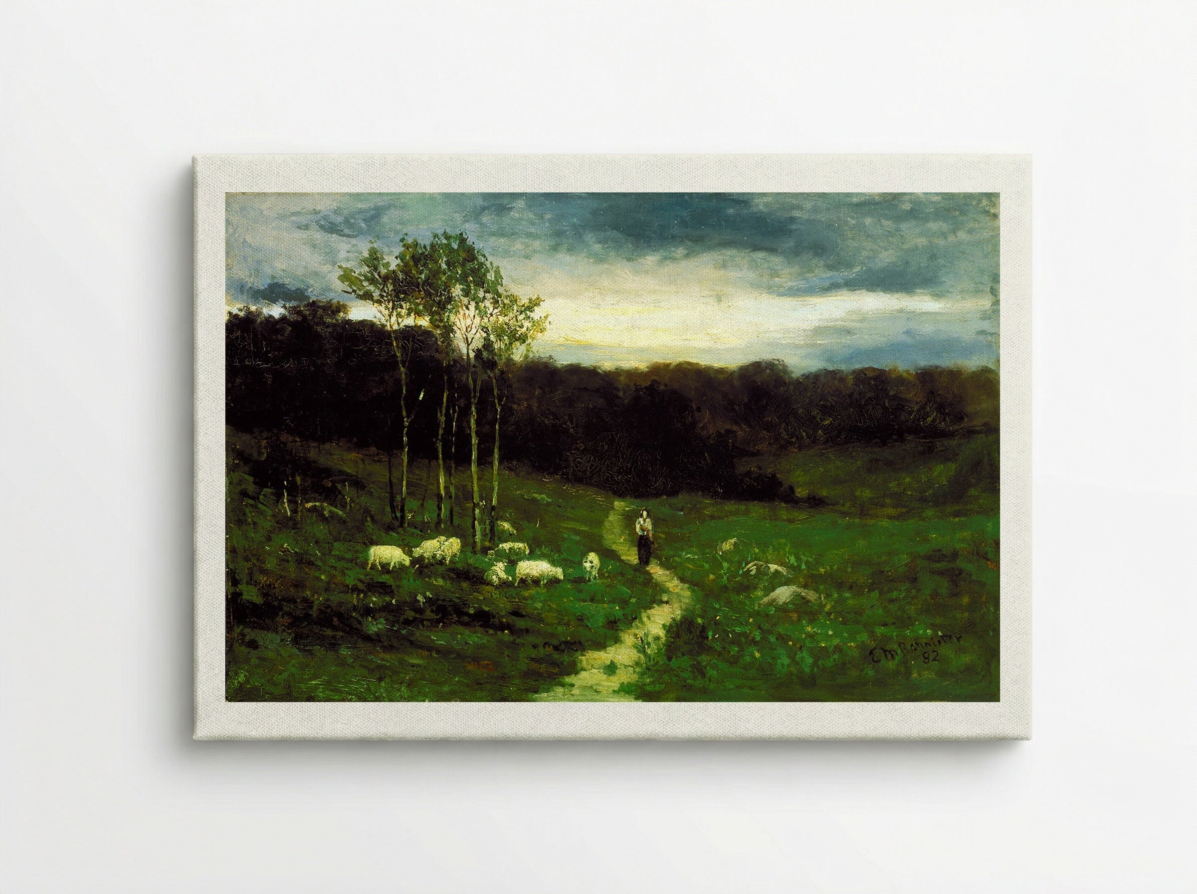 Landscape with Woman Walking on Path - Edward Mitchell Bannister - Canvas