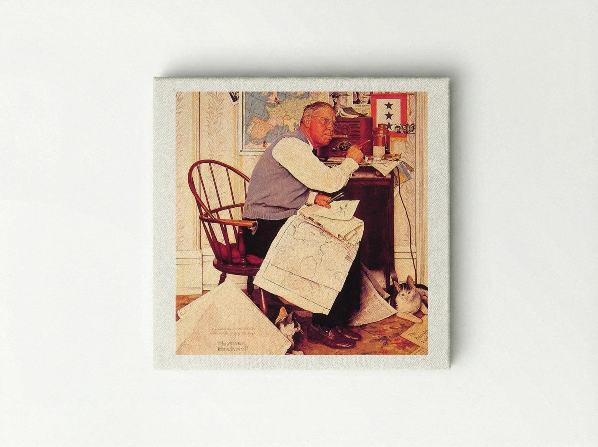 Man Charting War Maneuvers - Norman Rockwell - Canvas