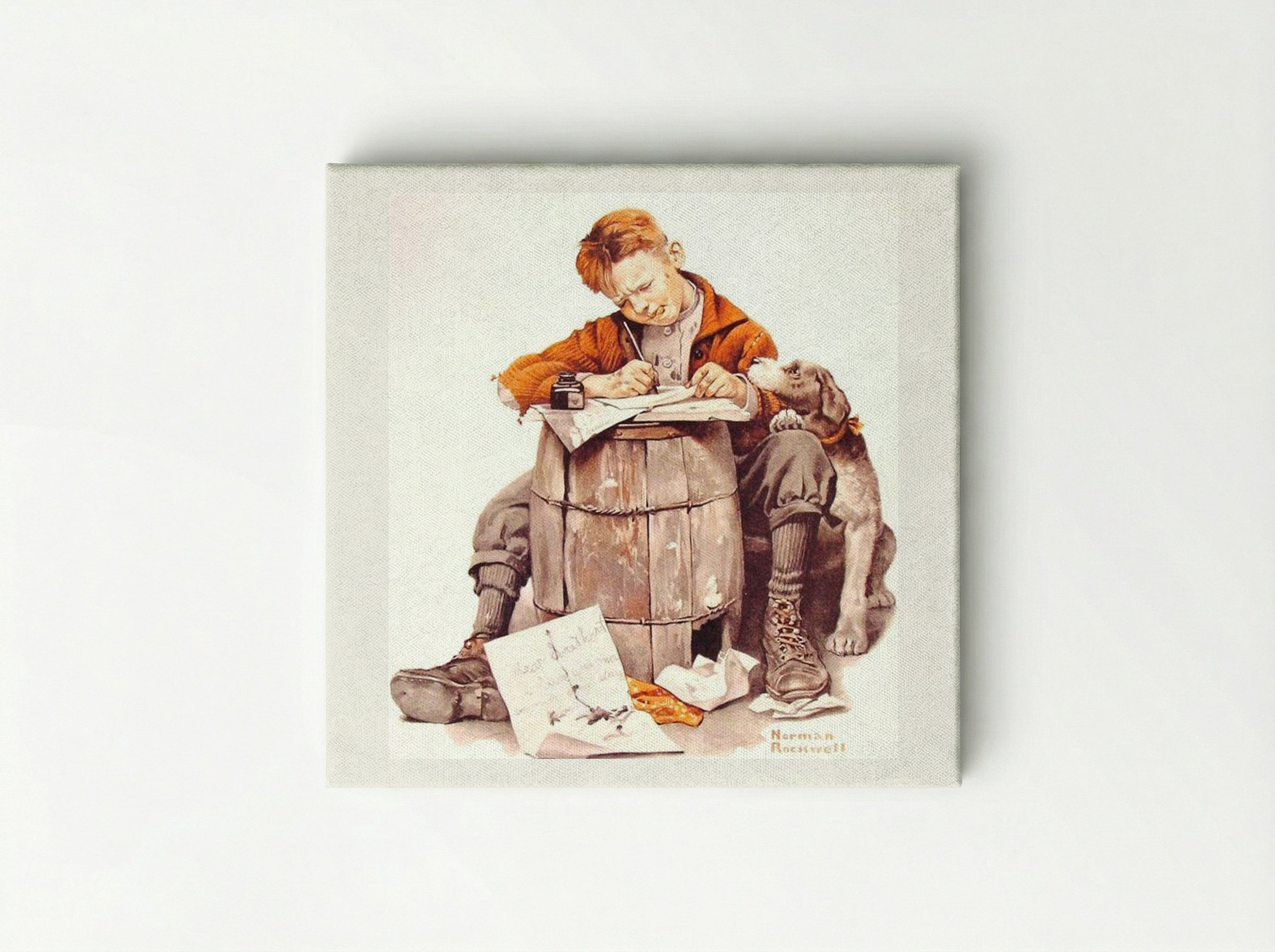 Boy Writing Letter - Norman Rockwell - Canvas