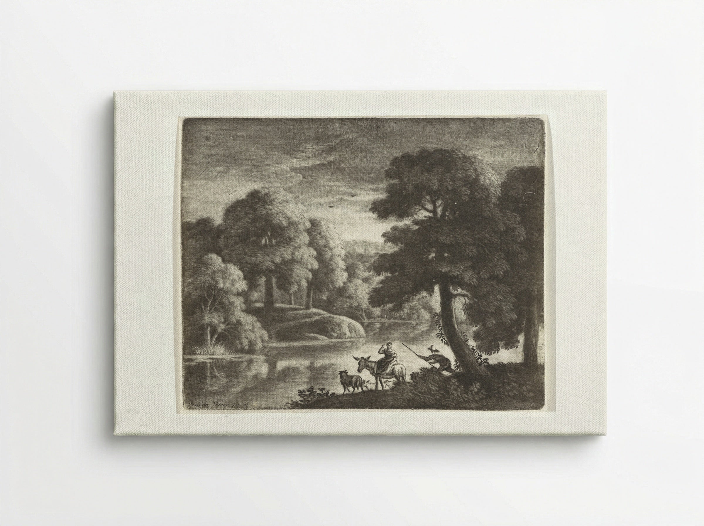 Landschap met herder en herderin - Pieter Louw - Canvas