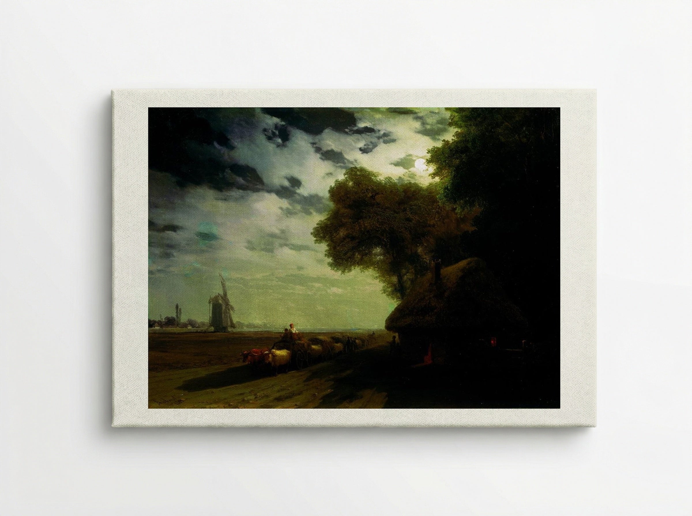 Ukrainian Landscape with Chumaks in the Moonlight - Ivan Aivazovsky - Canvas