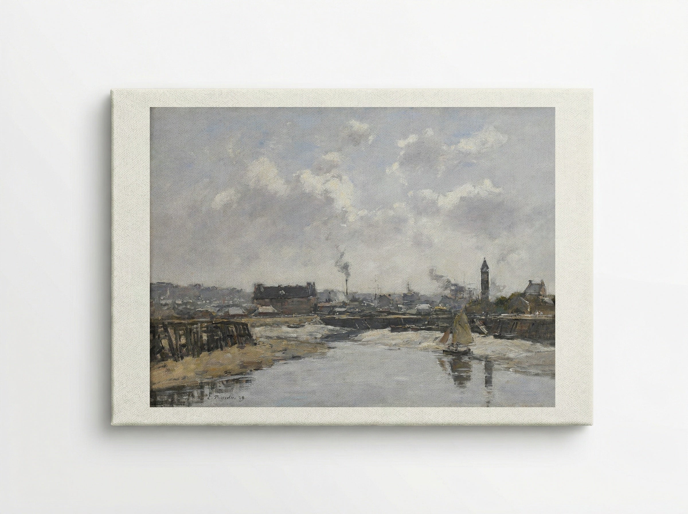 Trouville, the Port at Low Tide - Eugène Boudin - Canvas