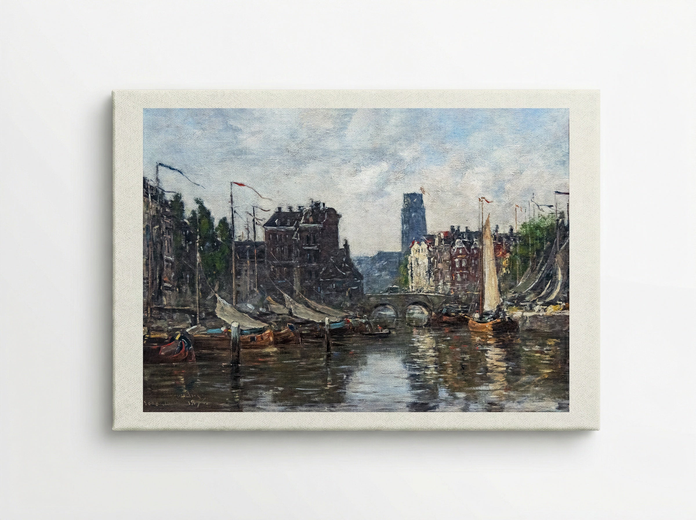 Rotterdam, Le Pont de Bourse - Eugène Boudin - Canvas