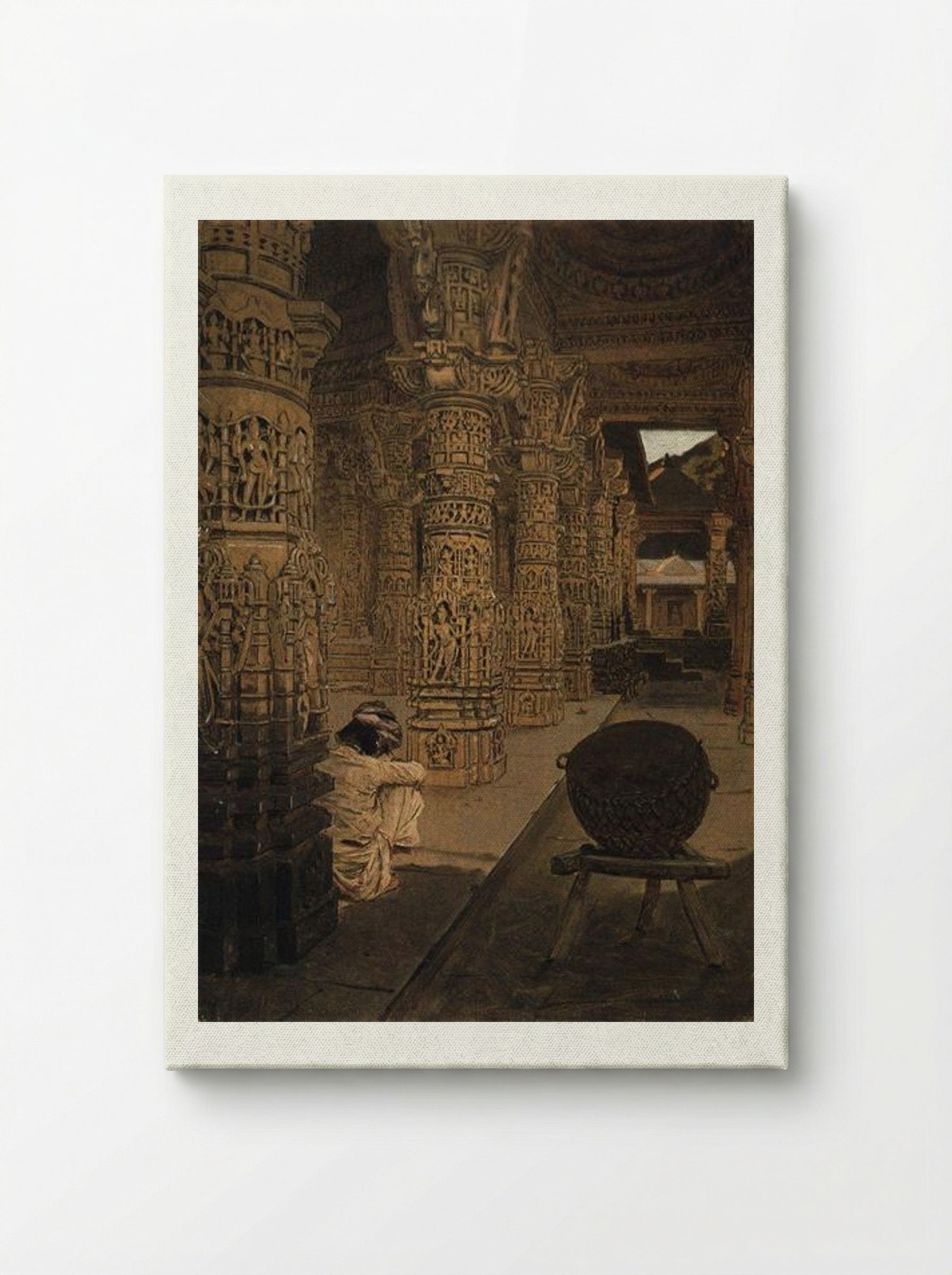 The Colonnade in the Jain Temple at Mount Abu in the Evening - Vasily Vereshchagin - Canvas
