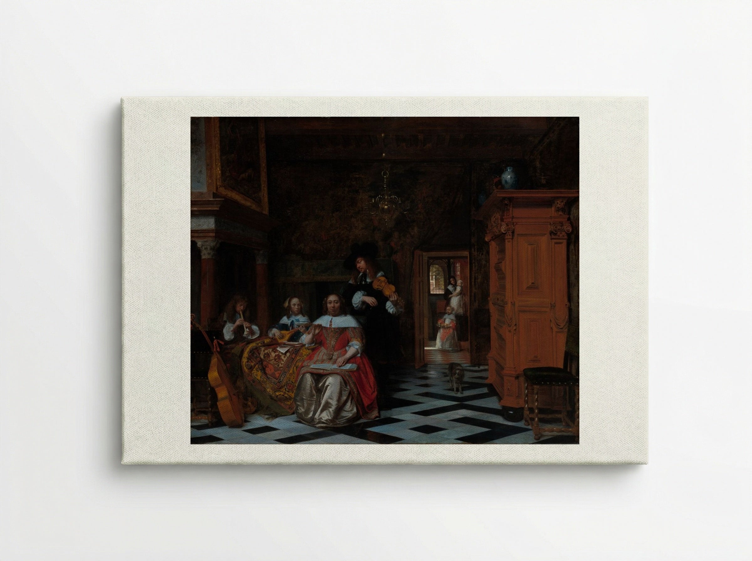 Portrait of a Family Playing Music - Pieter de Hooch - Canvas