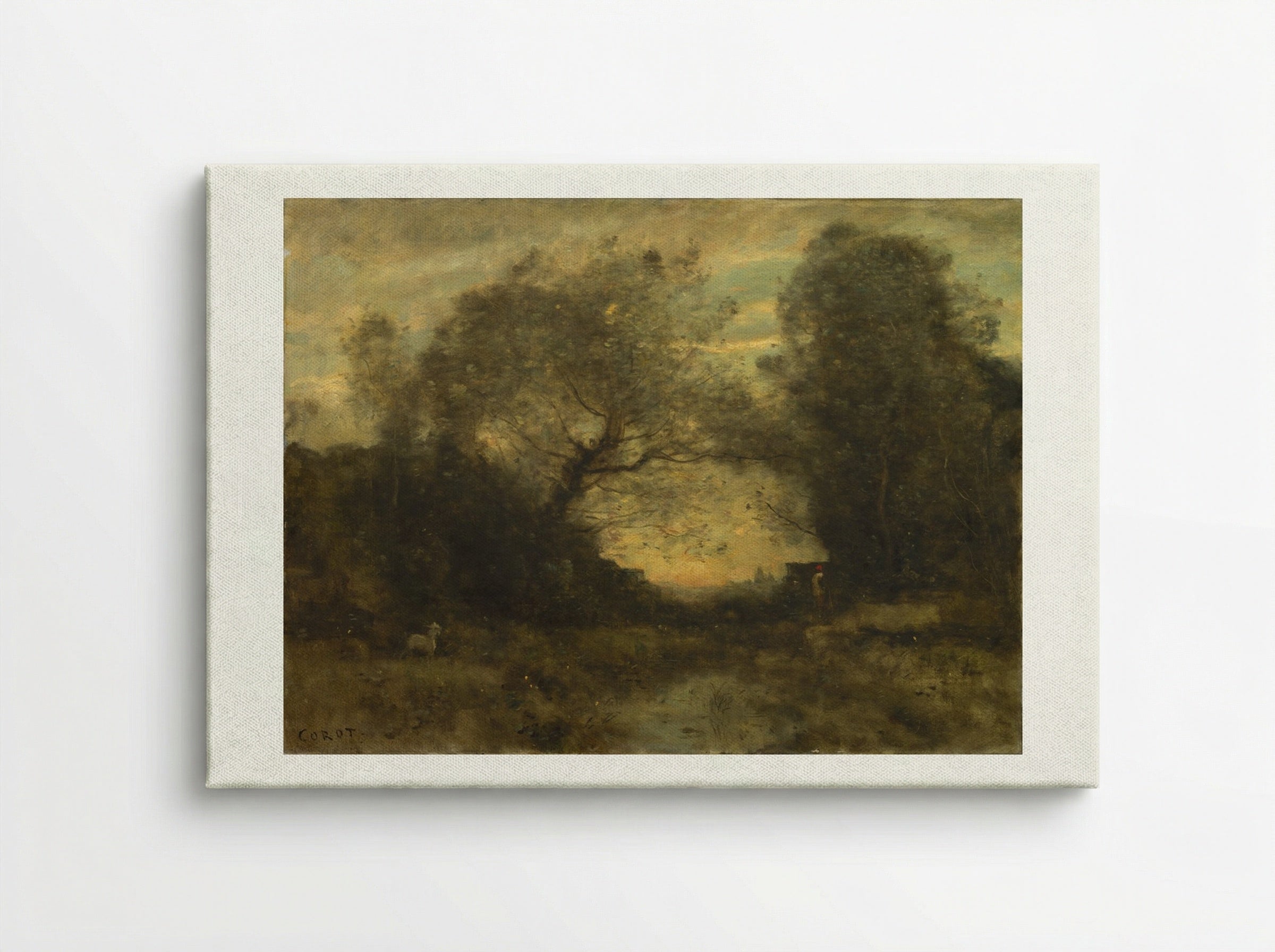 The Pond at the Entrance of the Woods - Jean-Baptiste-Camille Corot - Canvas