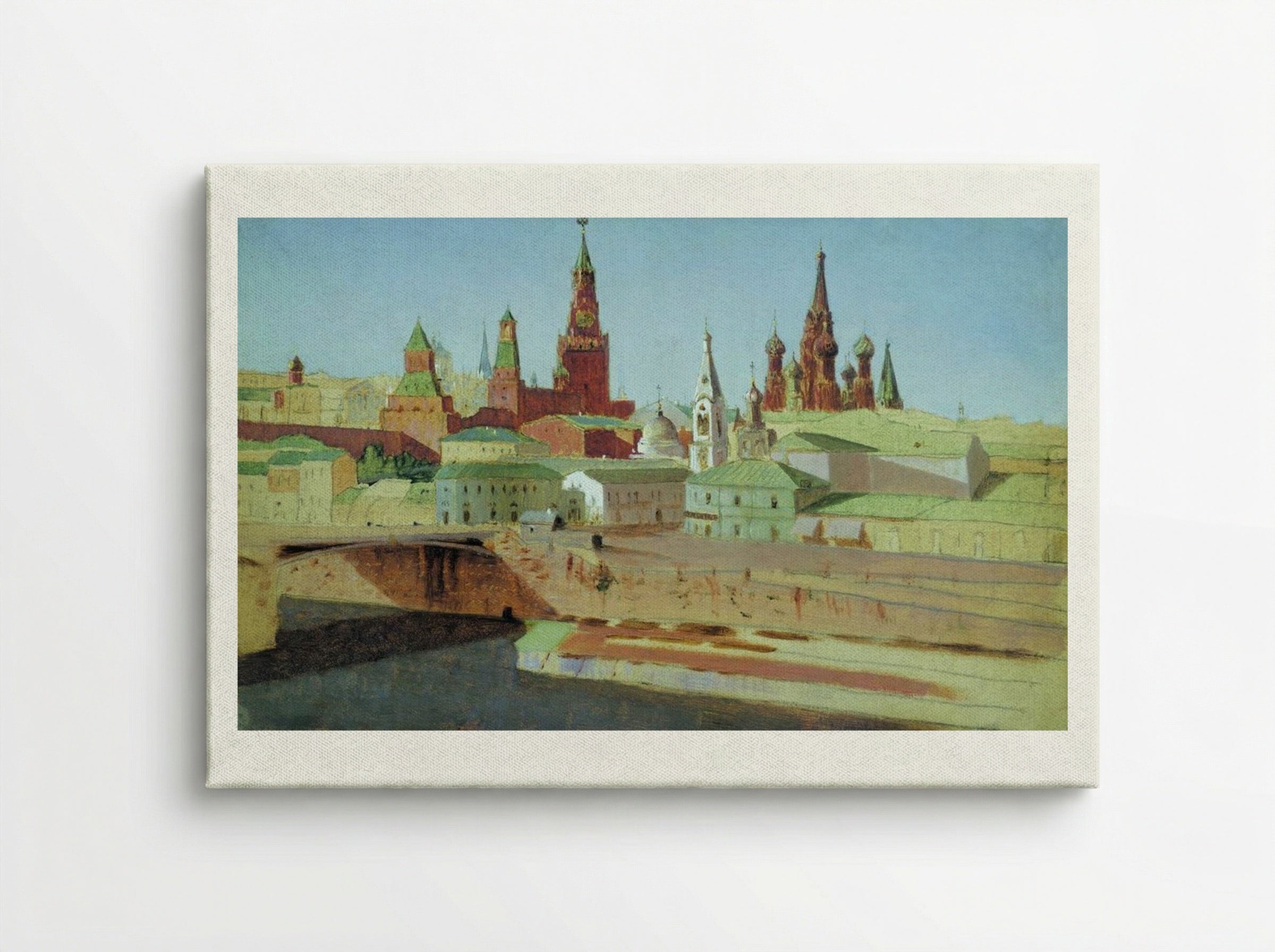 View of the Moskvoretsky Bridge, the Kremlin and the Pokrovsky Cathedral - Arkhip Kuindzhi - Canvas