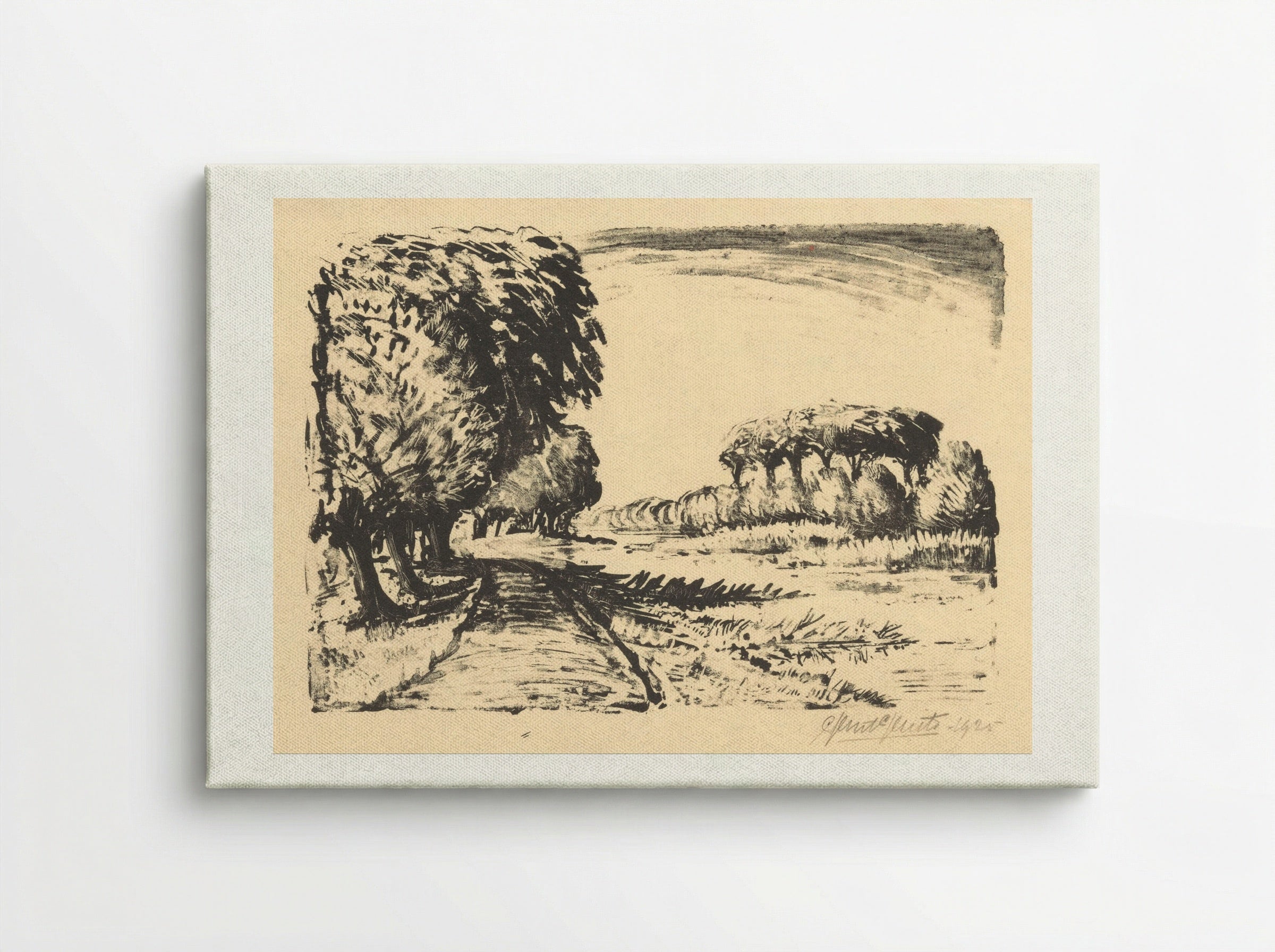 Onverharde weg met bomen langs water - Ger Gerrits - Canvas