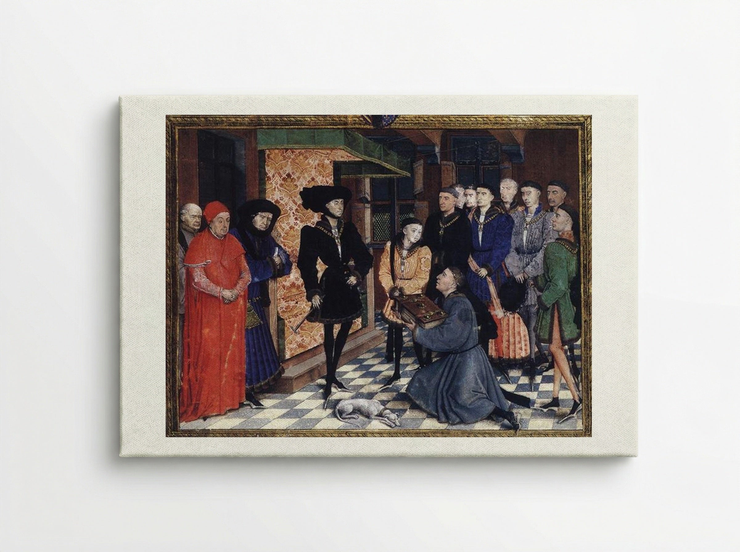 Miniature from the first page of the Chroniques de Hainaut - Rogier van der Weyden - Canvas