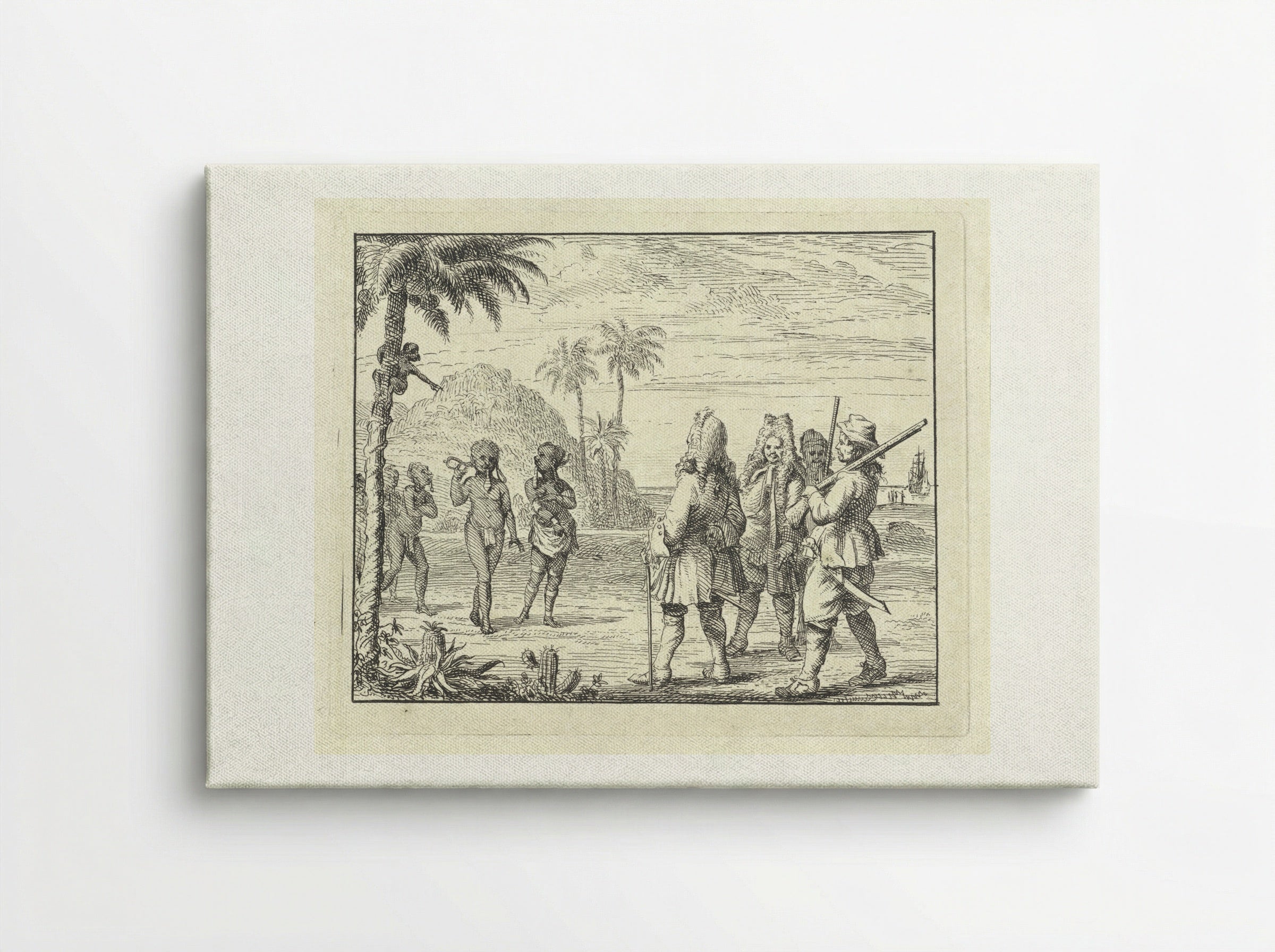 Ontmoeting tussen Afrikanen en Europeanen - Vincent Laurensz. van der Vinne (II) - Canvas