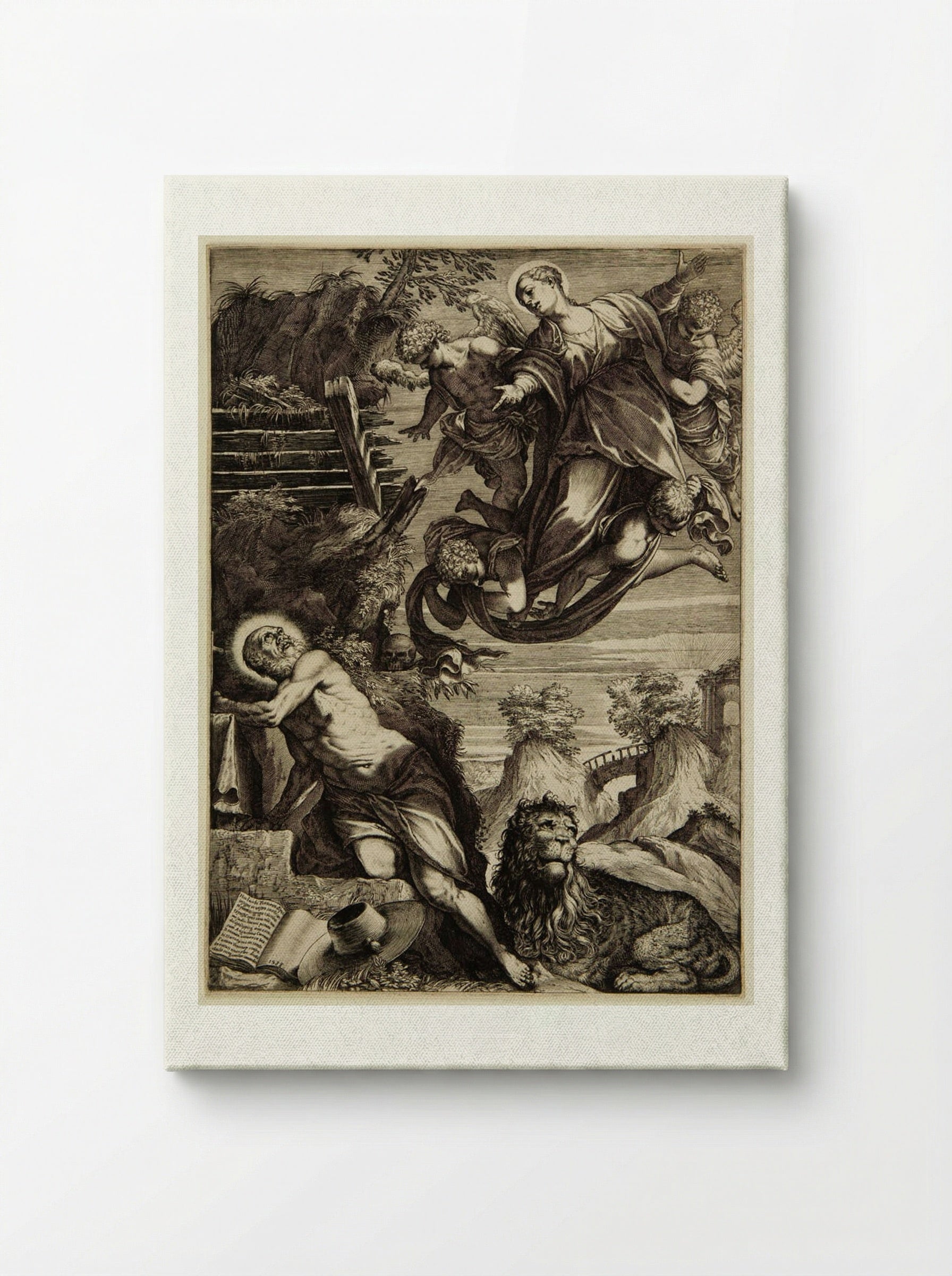 The Virgin Appearing to Saint Jerome - Agostino Carracci - Canvas