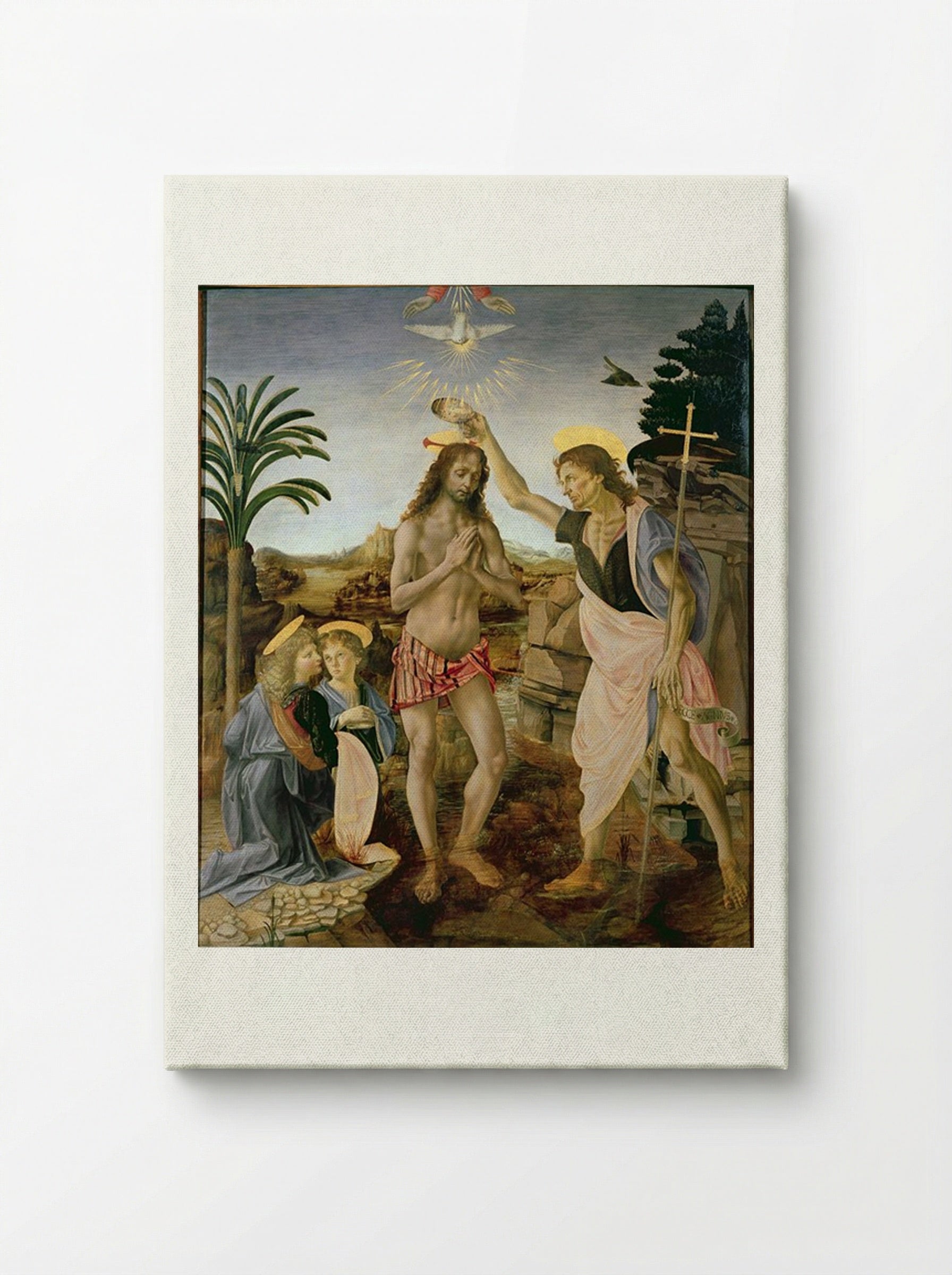The Baptism of Christ - Andrea del Verrocchio and Leonardo da Vinci - Canvas
