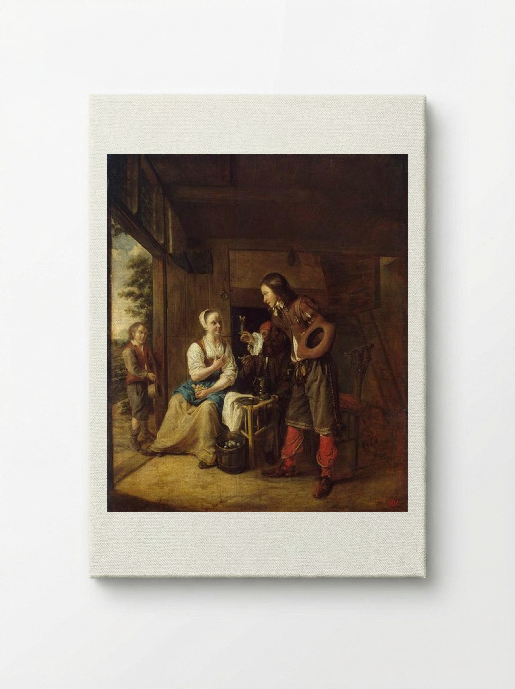 Man Offering a Glass of Wine to a Woman - Pieter de Hooch - Canvas