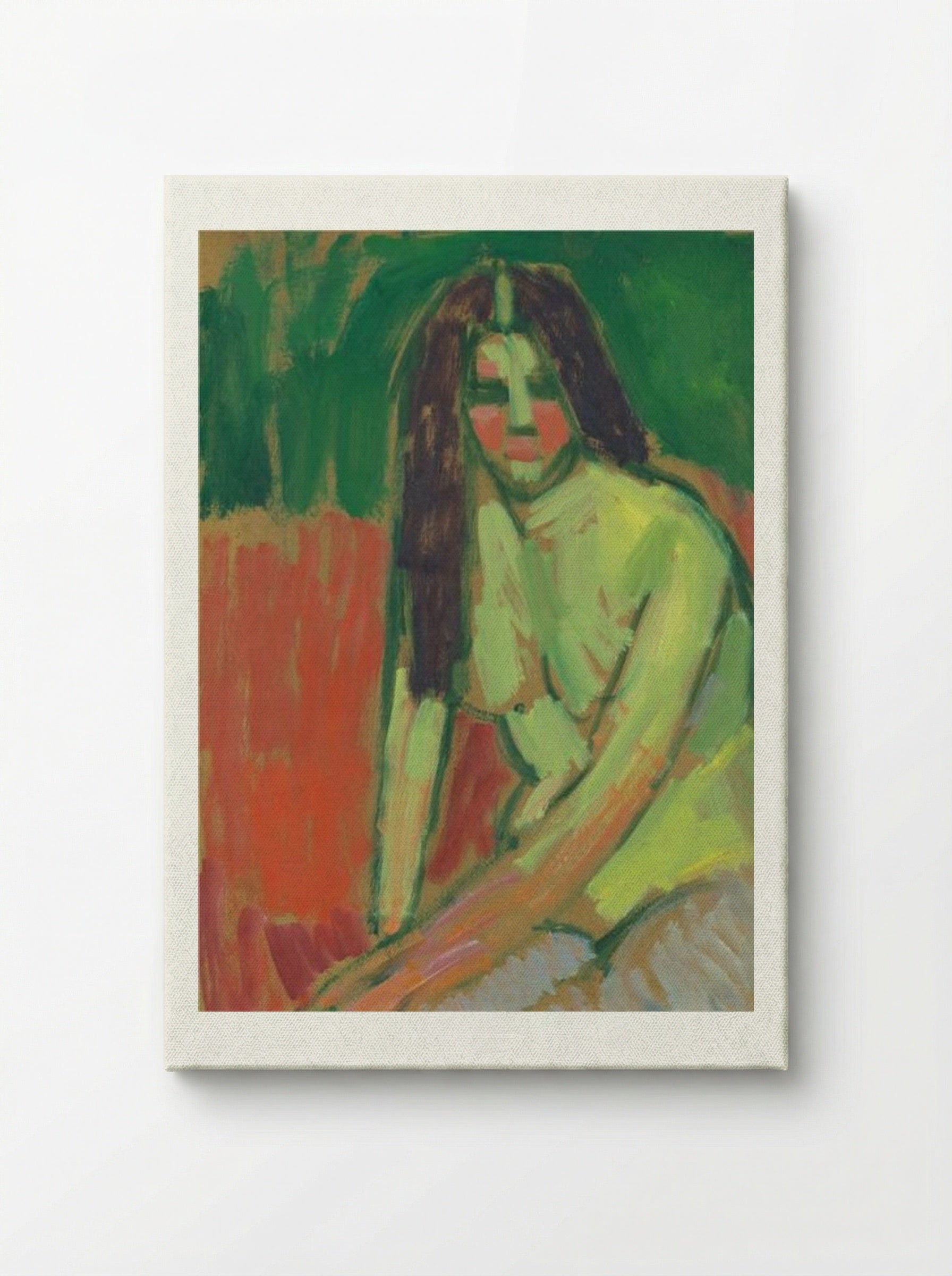 Half-nude figure with long hair sitting bent - Alexej von Jawlensky - Canvas